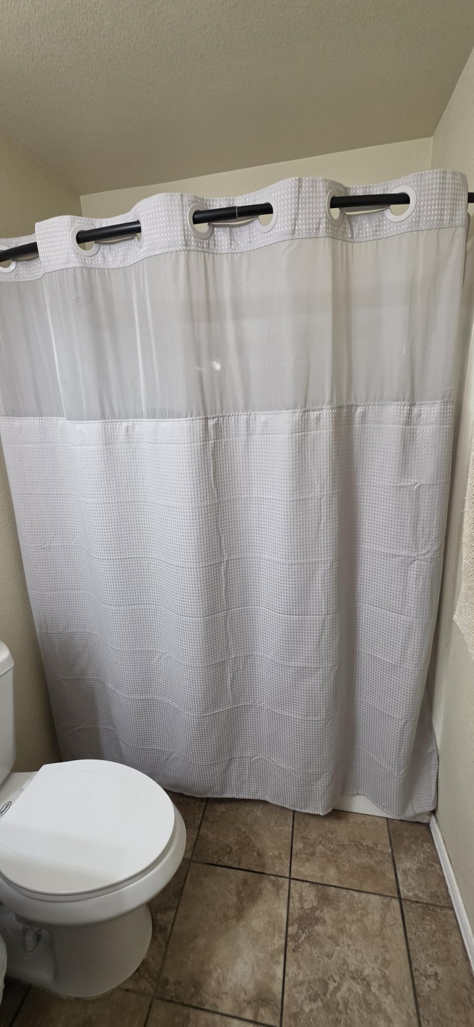 RiverDream Heavyweight Waffle No Hook Shower Curtain with Liner,White,71x74 customer photo 2