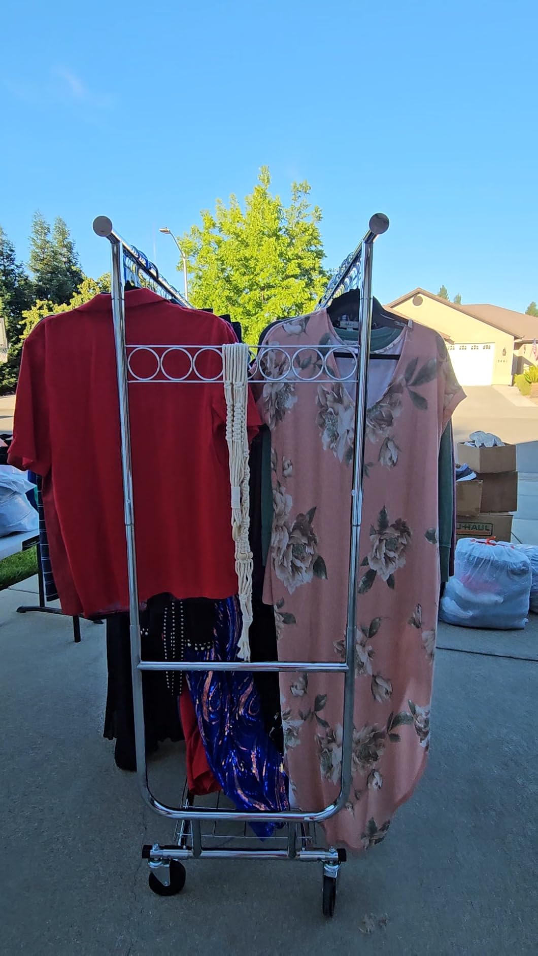HOKEEPER Clothes Rack Heavy Duty Clothing Rack Load 650 LBS Collapsible Garment Rack with Wheels Double Rod Clothes Rack for Hanging Clothes Commercial Portable Closet Rack with Shelves 22