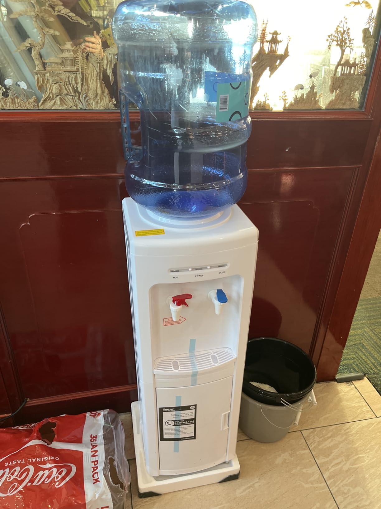 COSTWAY Water Cooler Dispenser for 3-5 Gallon Bottle | Top Loading Hot and Cold Water Dispenser with Storage, Child Lock, Water Cooler with Compression Refrigeration Technology customer photo 1
