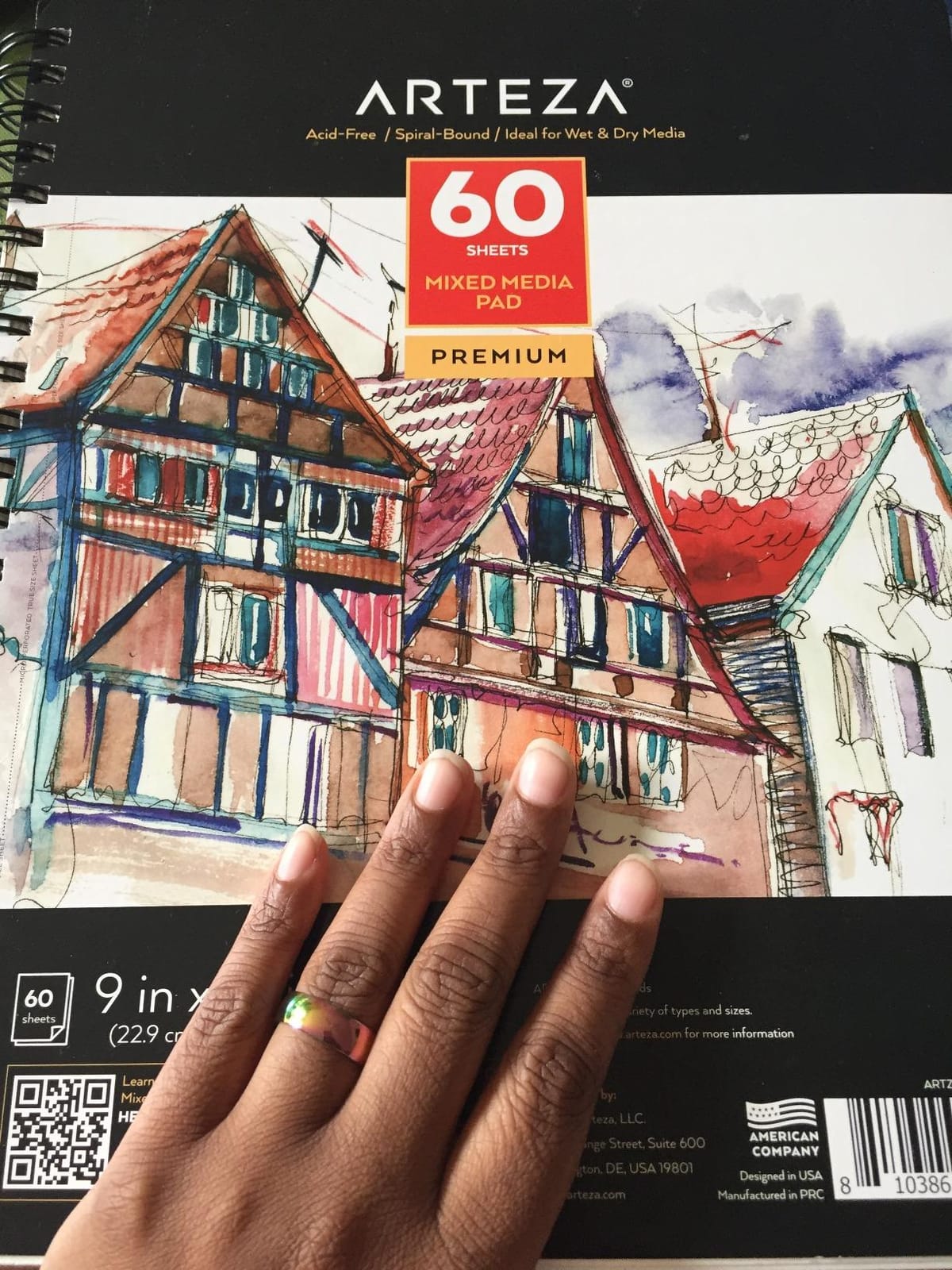 ARTEZA Mixed Media Pad, 5.5 x 8.5 in, Spiral, 60 Sheets, 180 GSM Paper customer photo 1