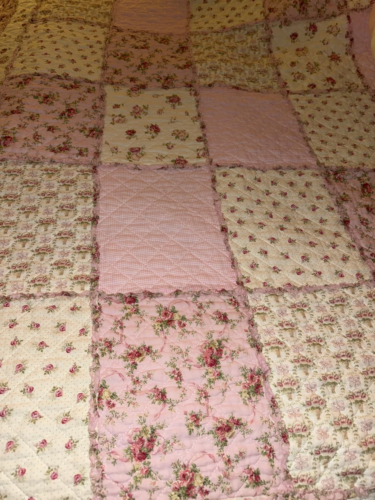 Cozyholy Original 100% Cotton Quilt Full Queen Size Blue Floral Patchwork Quilt, Lightweight Reversible Bedspread Quilted Throw Blanket, Vintage Shabby Chic Cottage Bedding Coverlet for Bed Couch Sofa customer photo 1