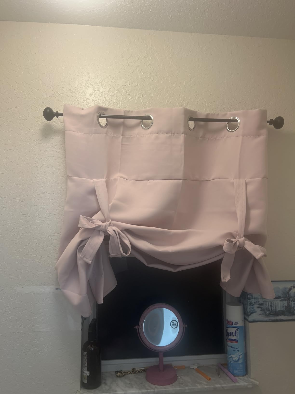 Pony Dance Blackout Roman Shades Curtains - Bathroom Window Treatments Tie Up Curtain Valance for Small Window, W 46 x L 63 in, Mocha customer photo 2