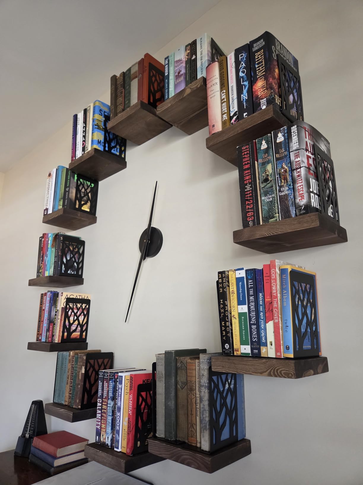Book Ends, Bookends, Bookends for Shelves, Bookend, Book Ends for Heavy Books, Black Metal Book Shelf Holder Home Decorative, Book Stoppers for Shelves 3 Pair customer photo 1
