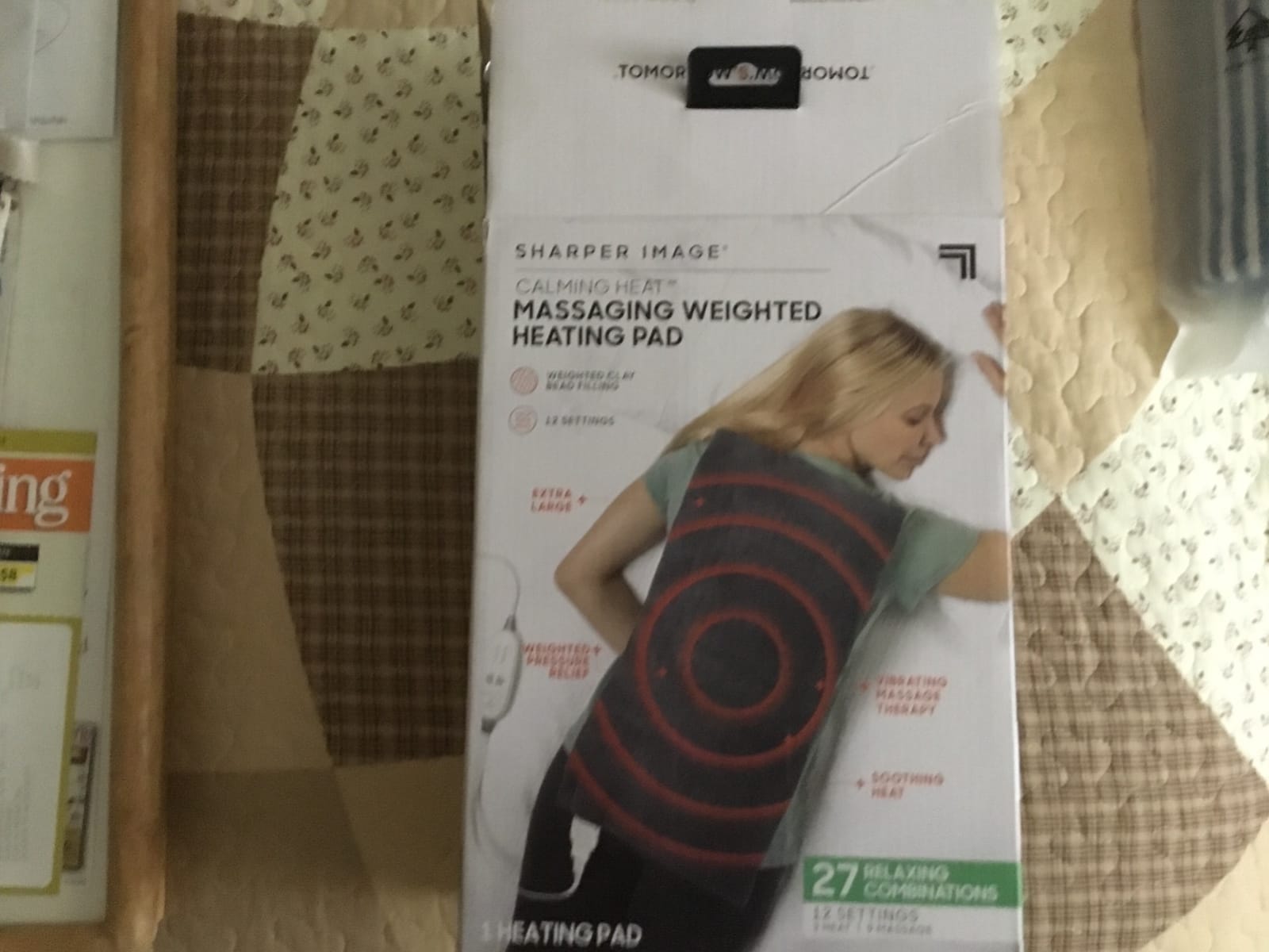 Calming Heat Massaging Vibrations Weighted Heating Pad by Sharper Image | Temperature Settings, Auto Shut-Off Feature, Gift for Holidays, Women & Men | 3 Heat, 6 Massage, 12” x 24”, 4 lbs customer photo 1