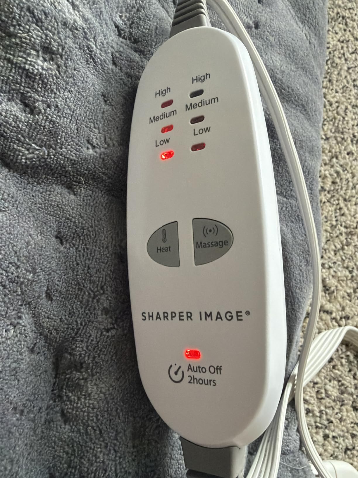 Calming Heat Massaging Vibrations Weighted Heating Pad by Sharper Image | Temperature Settings, Auto Shut-Off Feature, Gift for Holidays, Women & Men | 3 Heat, 6 Massage, 12” x 24”, 4 lbs customer photo 2