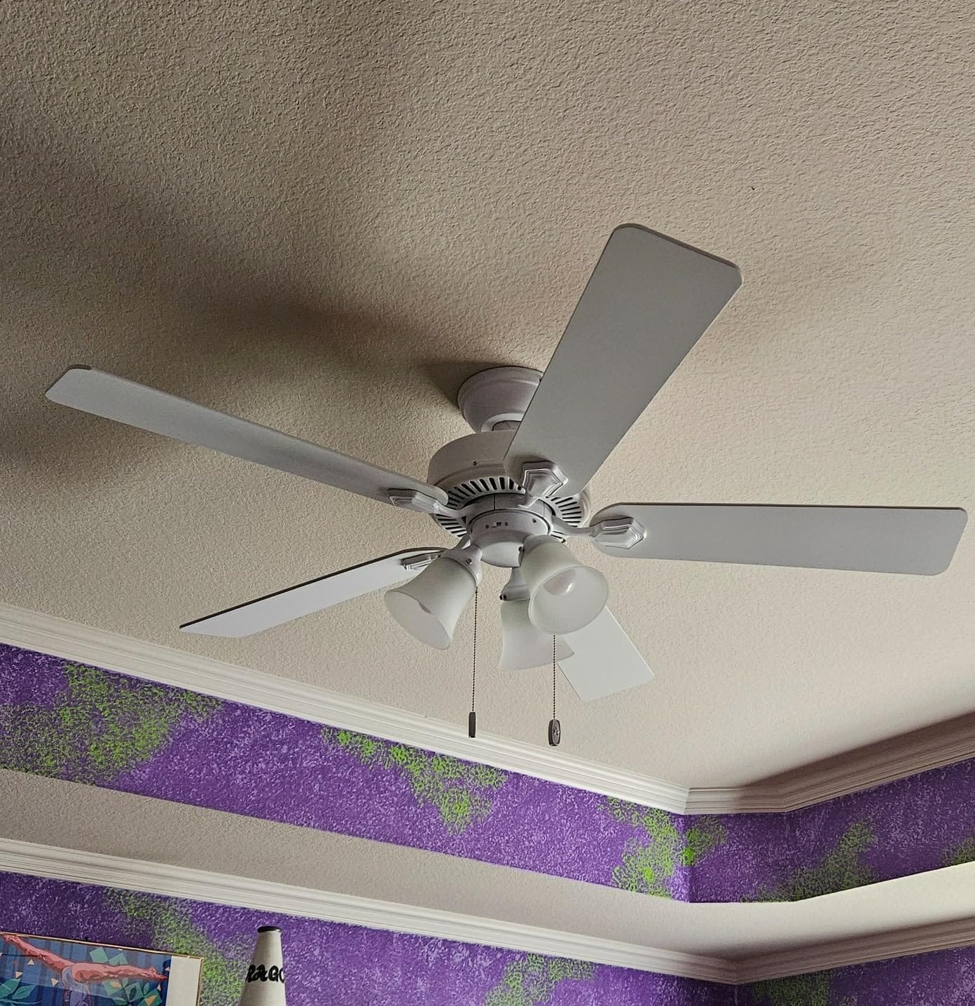 Hunter Swanson Indoor Ceiling Fan with LED Lights, 44 inch, Fresh White, Standard Mount, Pull Chain, 5 Blades, For Bedroom, Living Room, Kitchen, 50885 customer photo 1