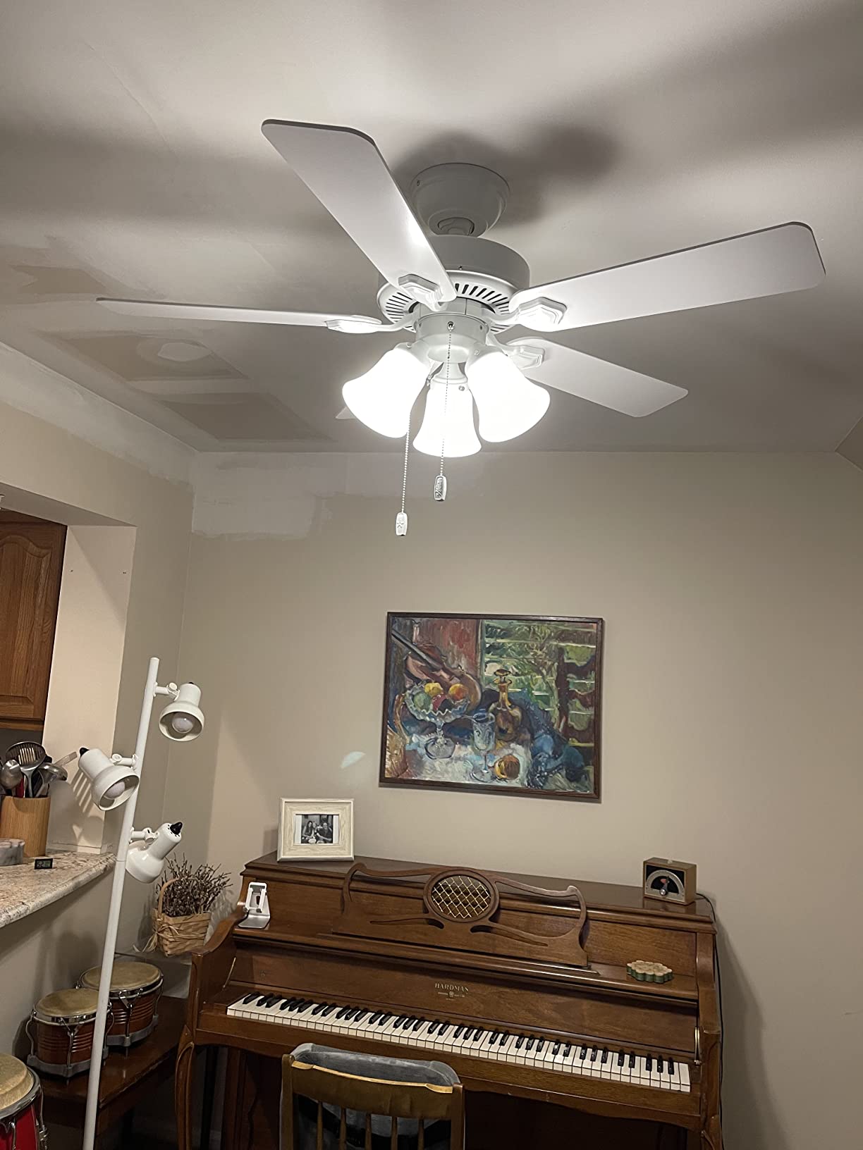Hunter Swanson Indoor Ceiling Fan with LED Lights, 44 inch, Fresh White, Standard Mount, Pull Chain, 5 Blades, For Bedroom, Living Room, Kitchen, 50885 customer photo 2