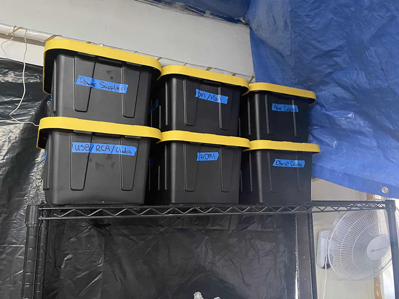 BLACK & YELLOW 5-Gallon Stackable Plastic Storage Bins with Lids, 6 Pack customer photo 1