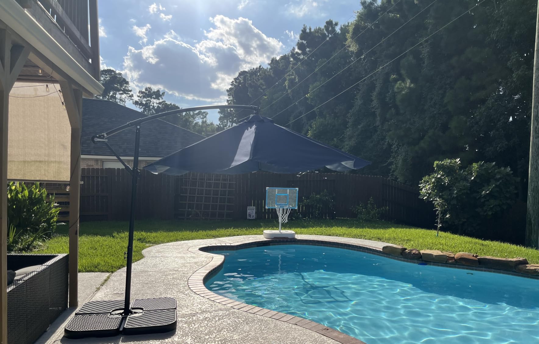 Best Choice Products 10ft Offset Hanging Market Patio Umbrella w/Easy Tilt Adjustment, Polyester Shade, 8 Ribs for Backyard, Poolside, Lawn and Garden - Deep Taupe customer photo 2