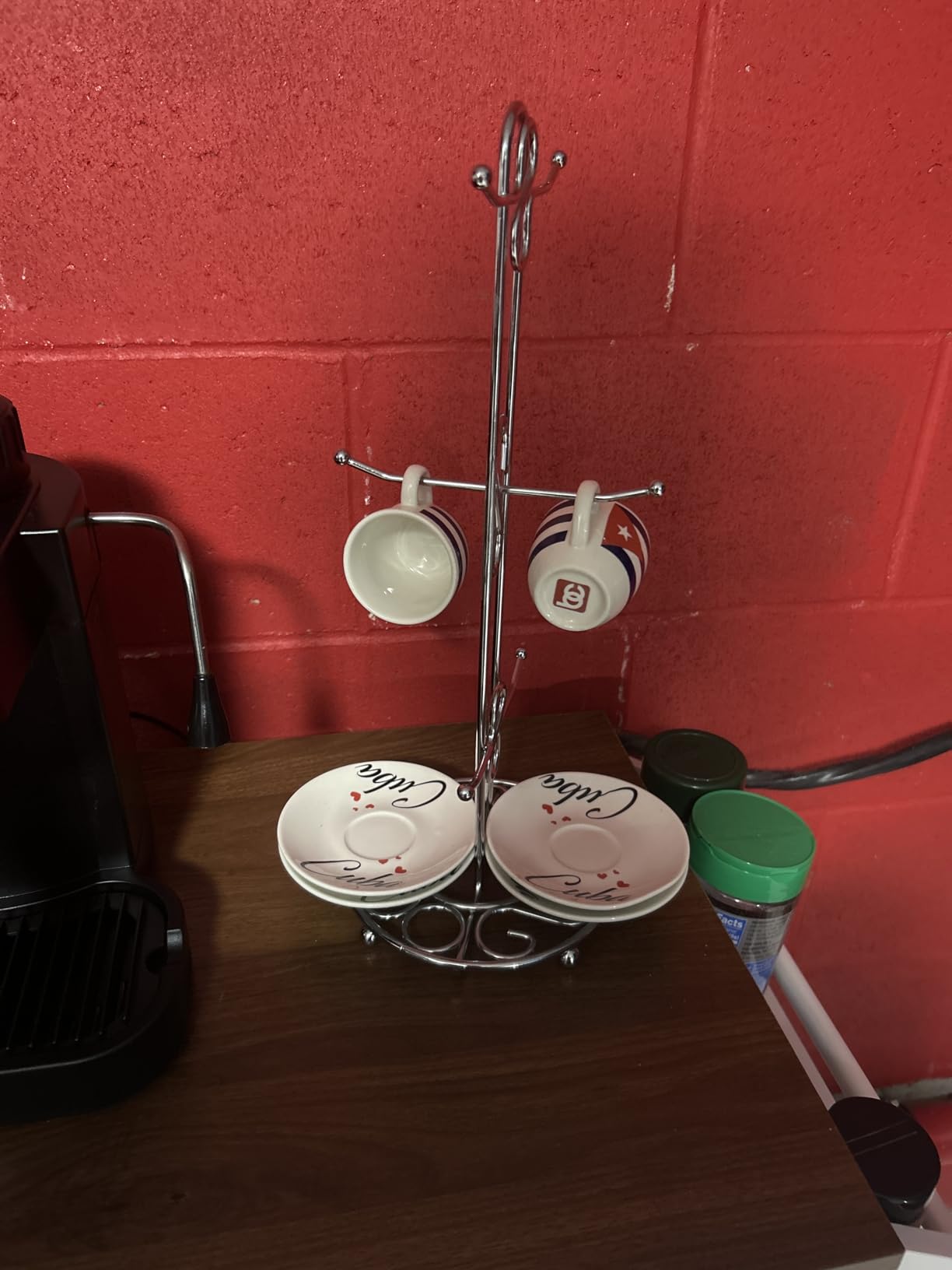 Blue Donuts Farmhouse Coffee Mug Rack, Coffee Mug Tree for 6 Mugs, Coffee Cup Holders for Counter, Black Coffee Cup Holder Countertop Organizer for Kitchen, Vintage Mug Rack customer photo 2