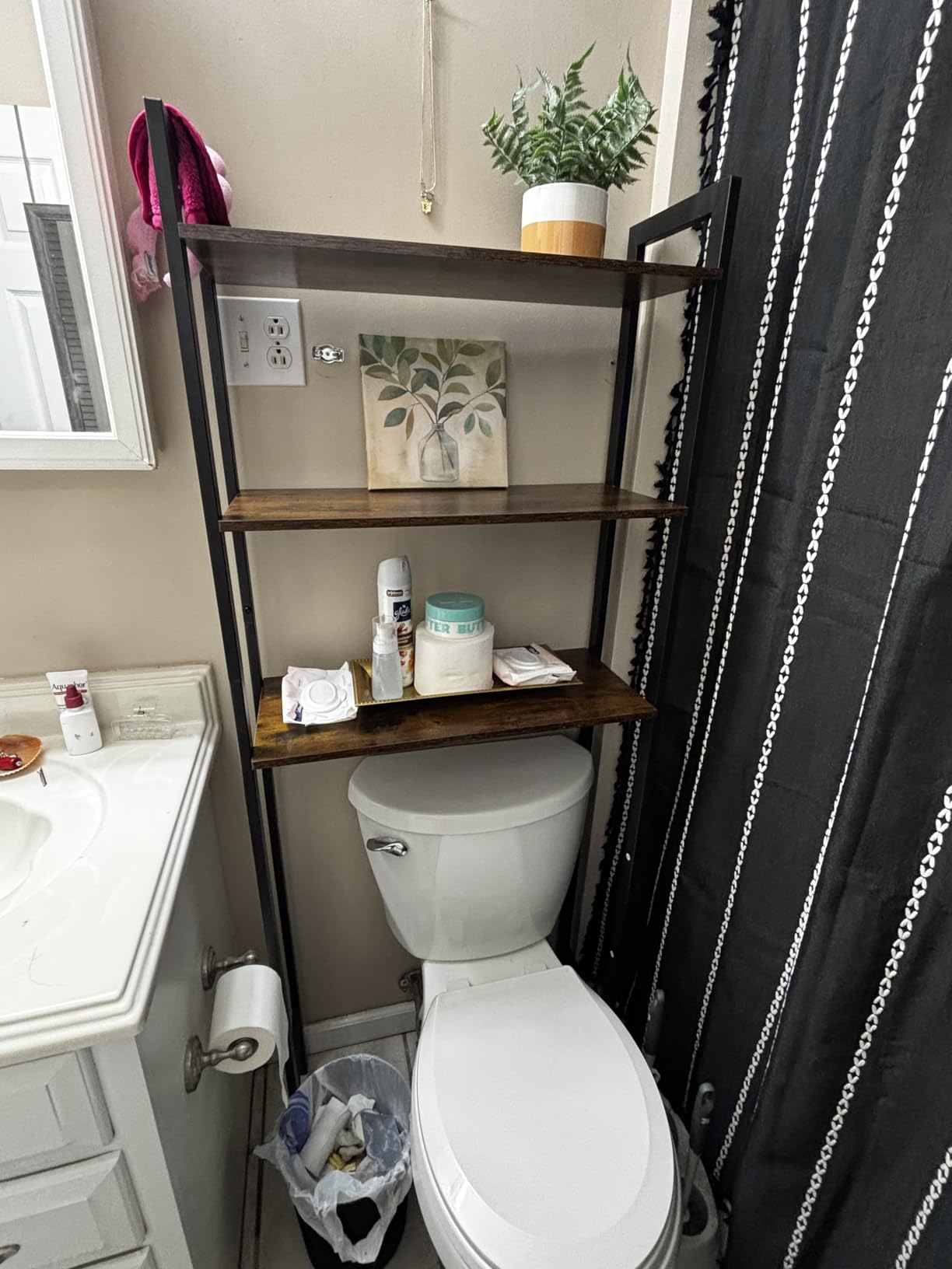 HOOBRO Over The Toilet Storage, 3-Tier Bathroom Organizer Shelf Over Toilet, Freestanding Bathroom Storage Shelves, Space Saver, Easy to Assemble for Room, Rustic Brown and Black BF41TS01 customer photo 2