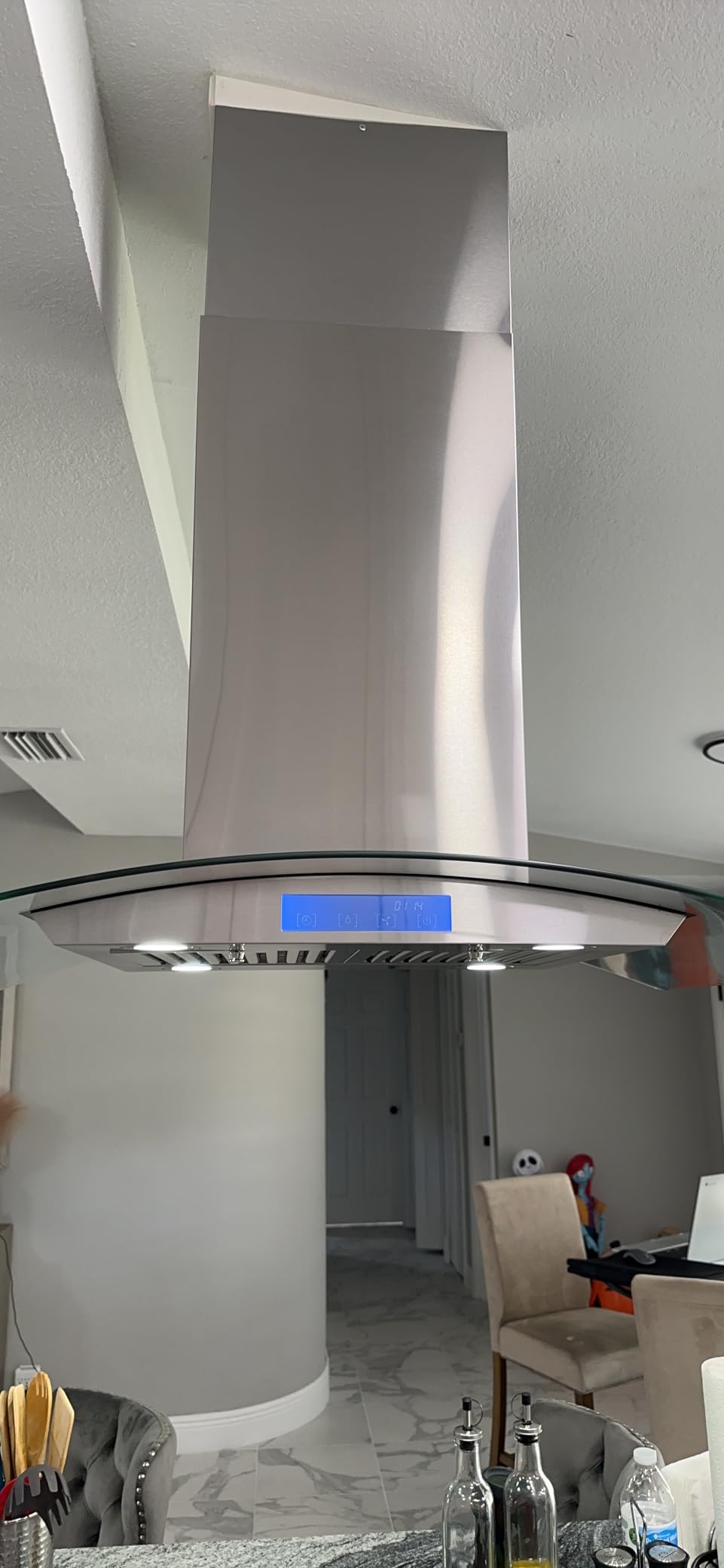 Tieasy Island Range Hood 36 inch 700 CFM Ceiling Mount Kitchen Stove Hood Ducted with Tempered Glass 4 LED Lights Touch Control 3 Speed Fan Permanent Filters customer photo 1