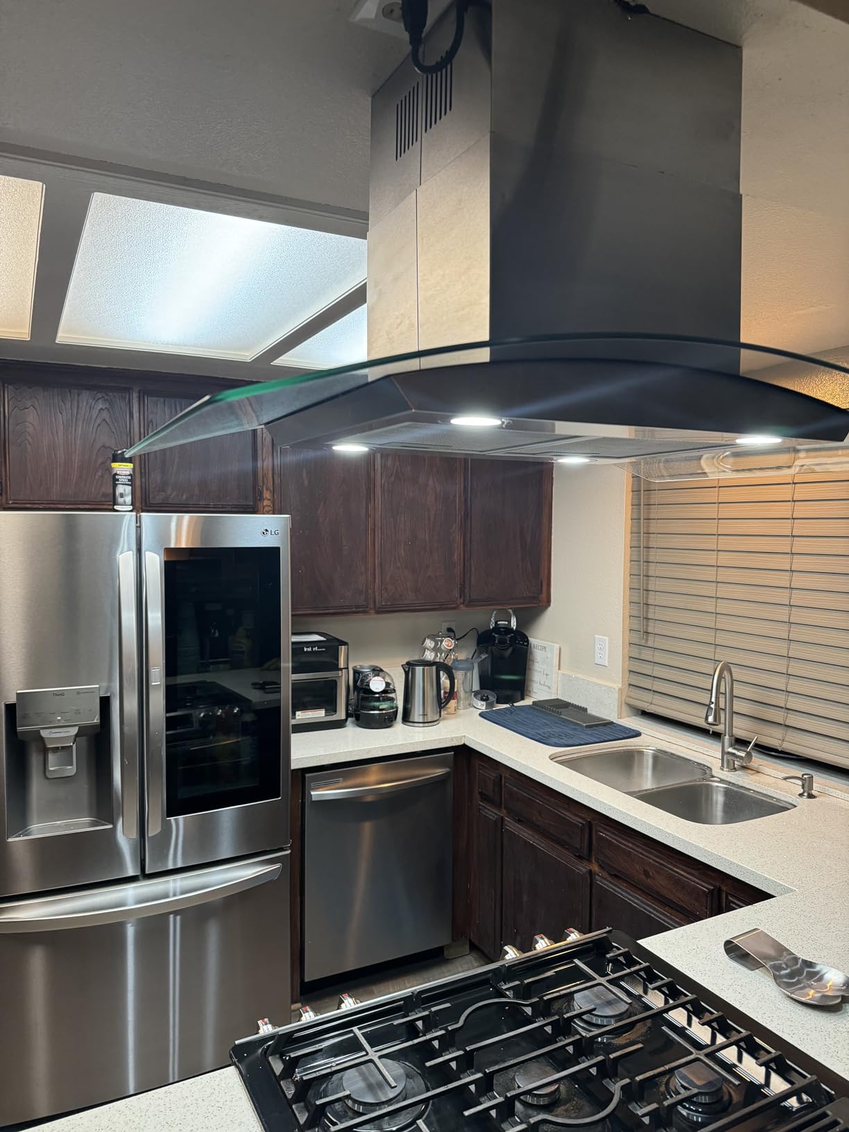 Tieasy Island Range Hood 36 inch 700 CFM Ceiling Mount Kitchen Stove Hood Ducted with Tempered Glass 4 LED Lights Touch Control 3 Speed Fan Permanent Filters customer photo 2