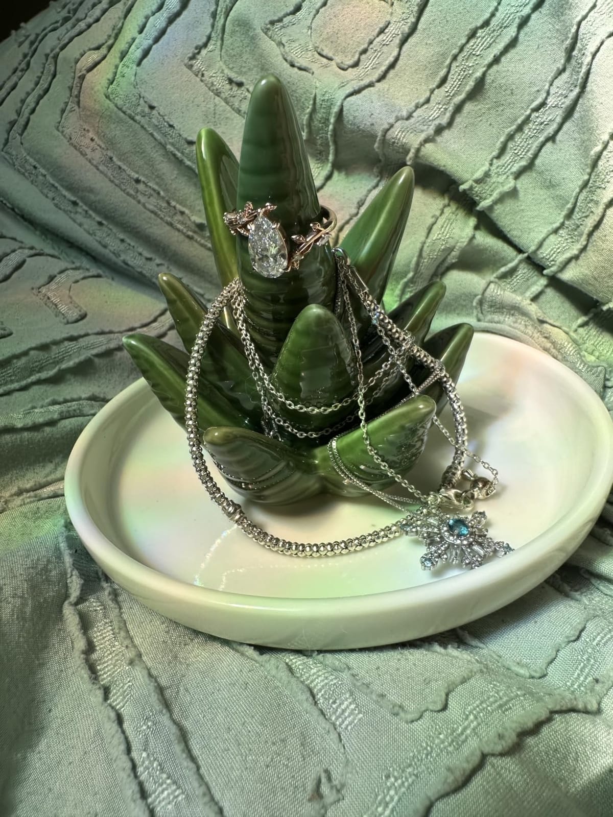 PUDDING CABIN Aloe Ring Holder,Cactus Ring Dish,Jewelry Holder Trinket Tray for Rings Earrings Necklace Organizer,Bridesmaid Christmas Birthday Gift for Women Girls customer photo 1
