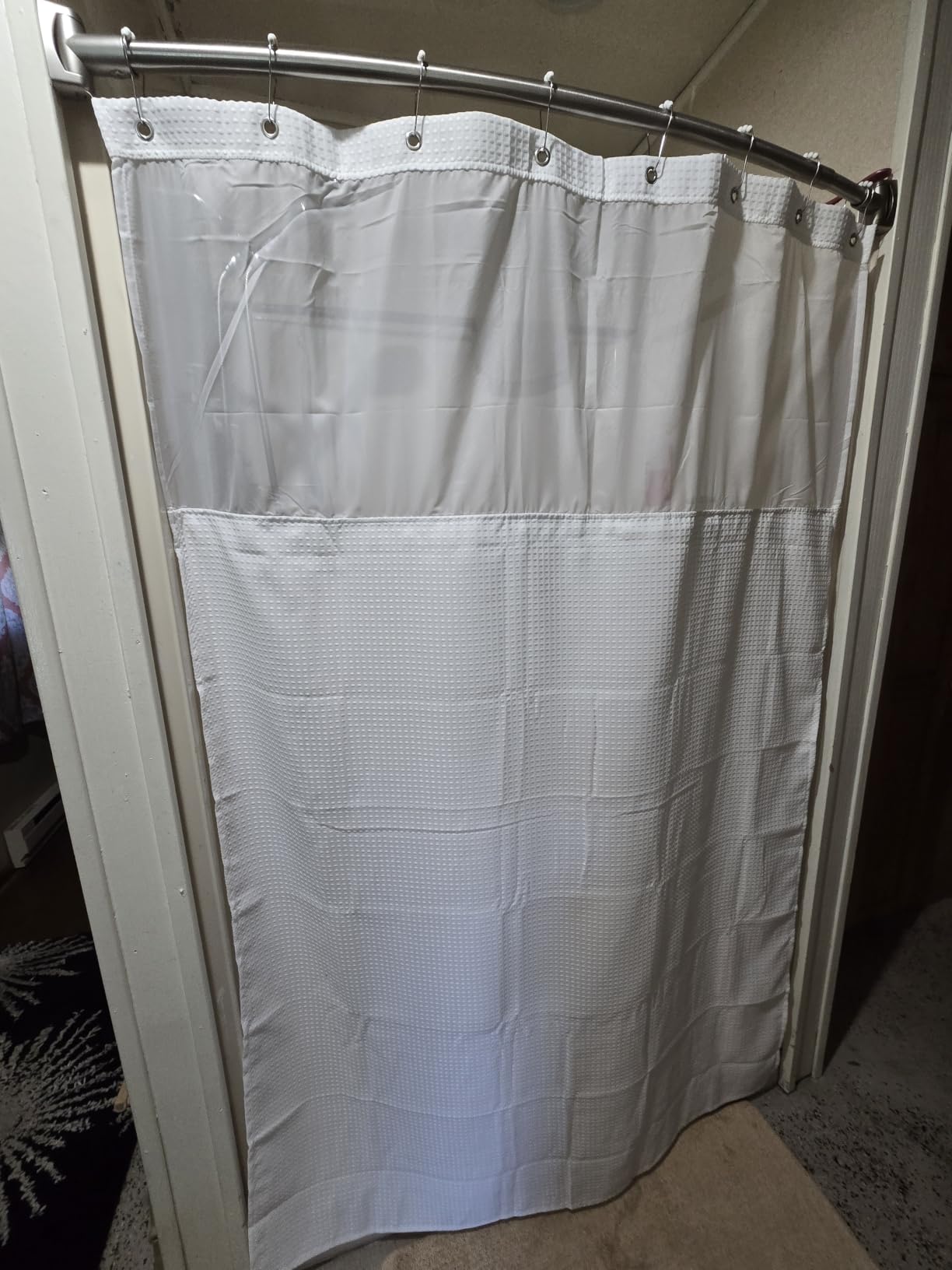 N&Y HOME Waffle Weave Shower Curtain with Snap-in Liner Set White, 71x72 customer photo 1