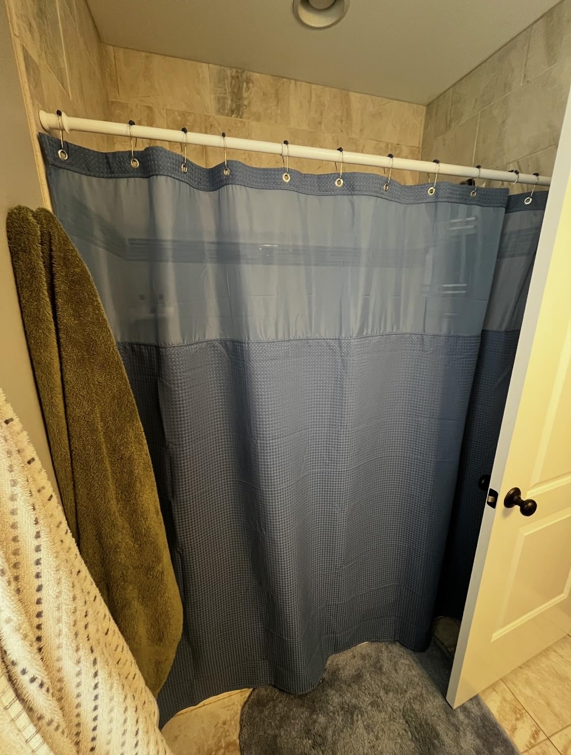 N&Y HOME Waffle Weave Shower Curtain with Snap-in Liner Set White, 71x72 customer photo 2
