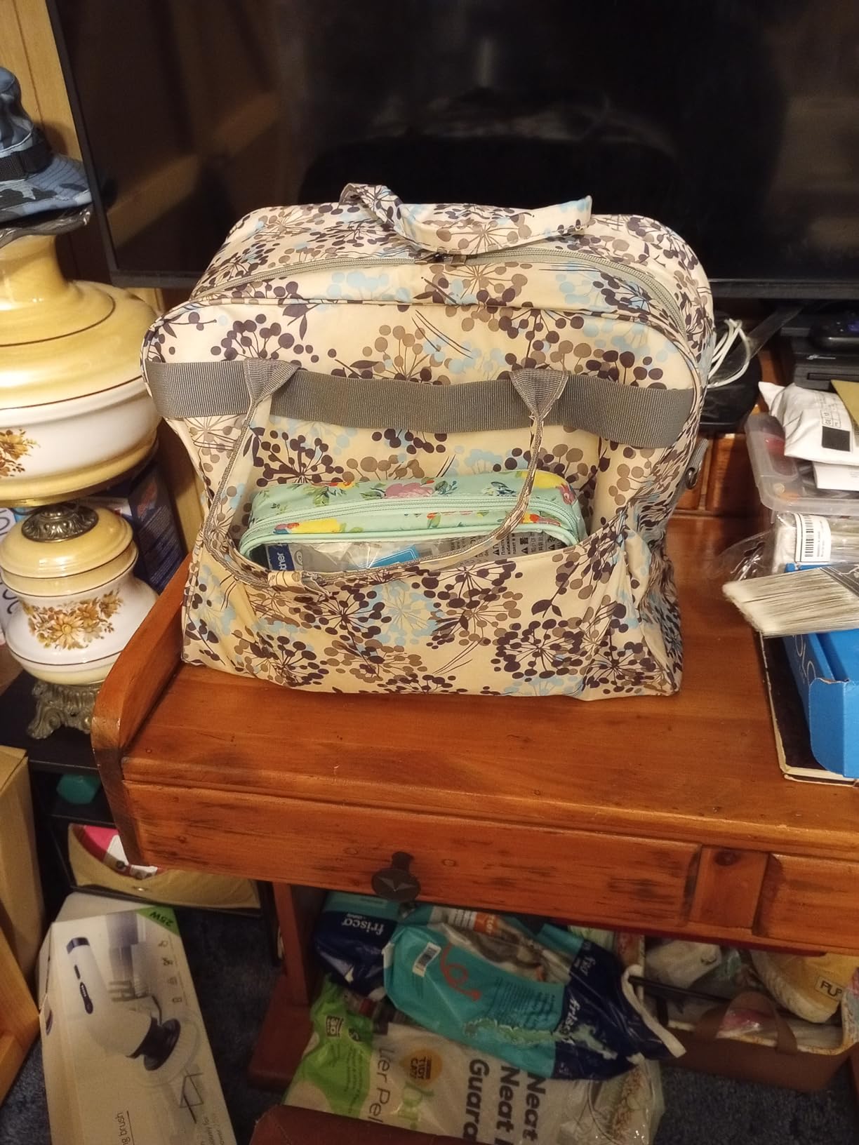 Teamoy Sewing Machine Carrying Case with Bottom Wooden Board Pad, Dandelion customer photo 2