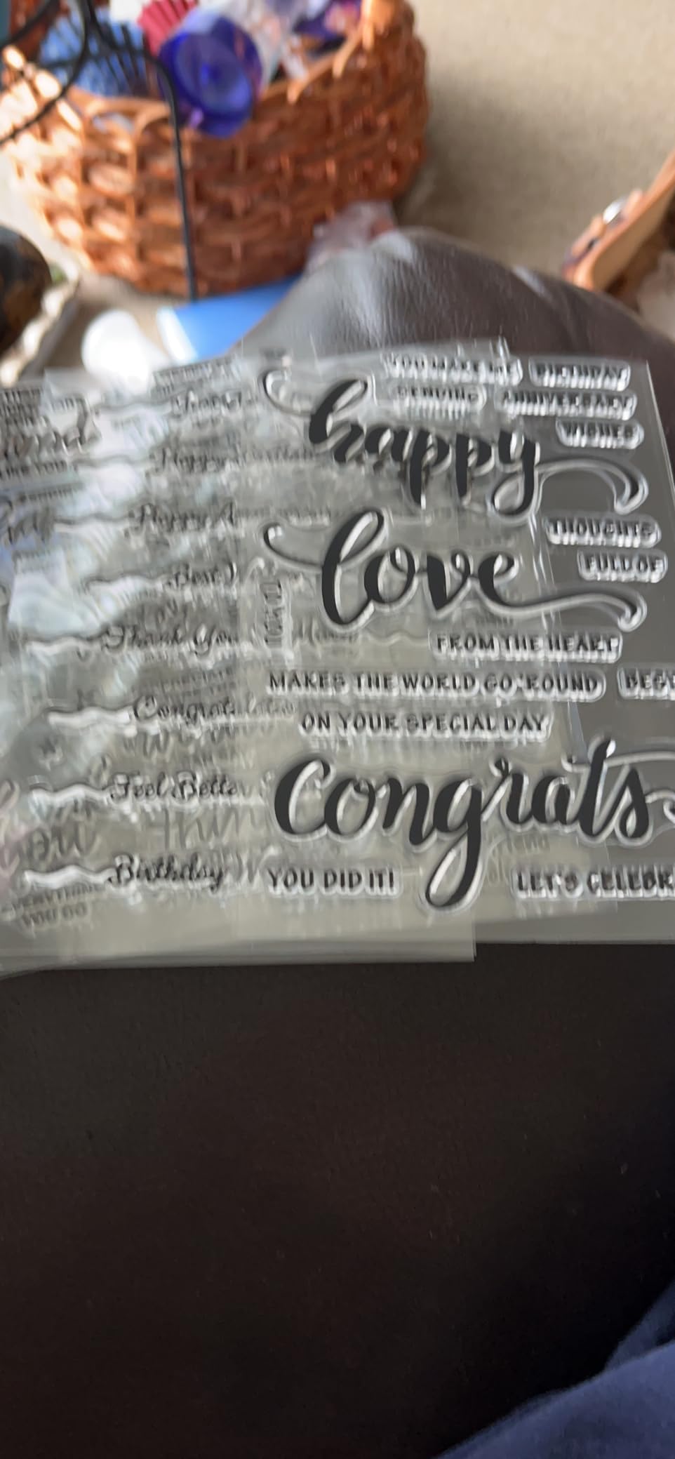 Outus 4 Pcs Clear Sentiment Stamps for Crafts, Silicone Words,Classic customer photo 1