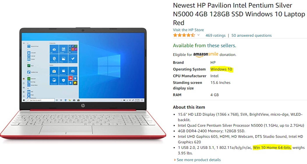 HP Pavilion Intel Pentium Silver N5000 4GB 128GB SSD Windows 10 Laptop Red customer photo 1