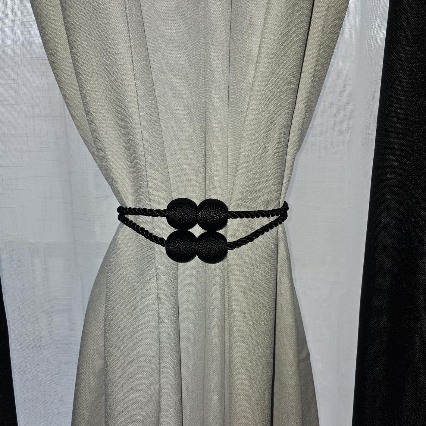 MELALUXE 6 Pack Magnetic Curtain Tiebacks, Decorative Curtain Holdbacks for Window Décor (Grey) customer photo 2