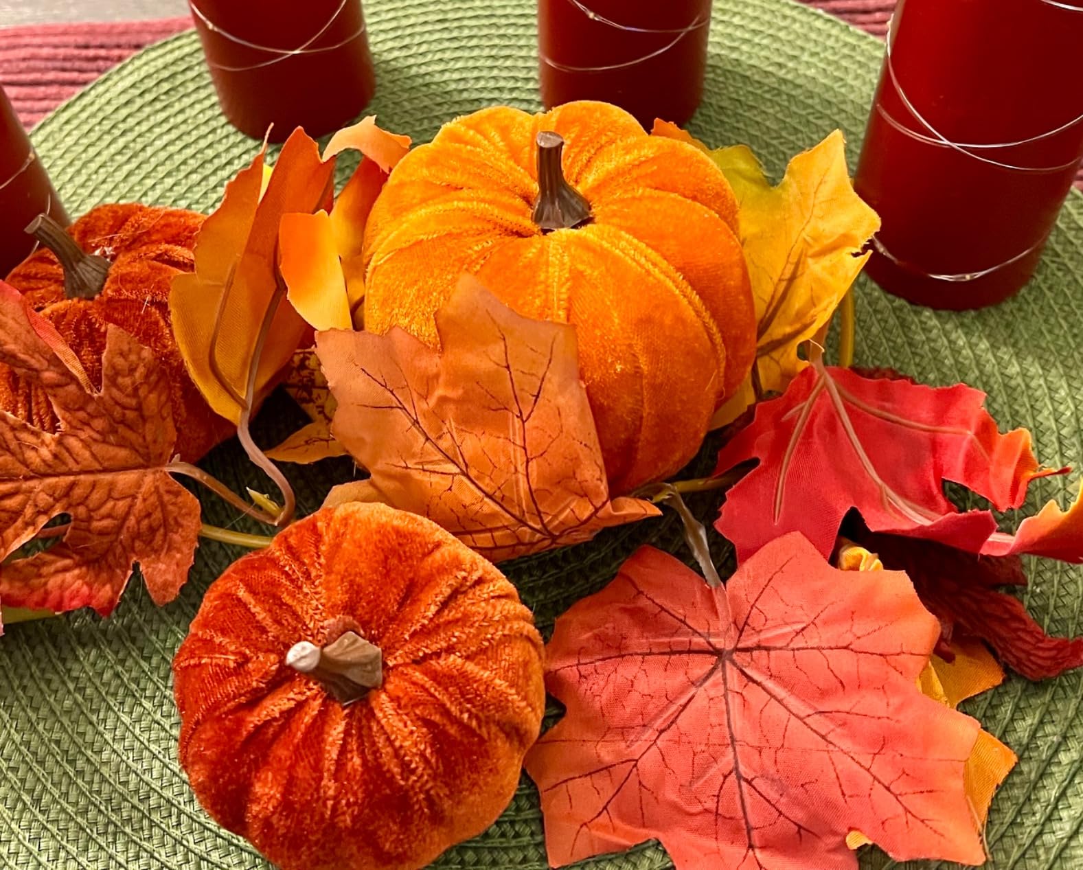 12 Pcs Artificial Pumpkins Orange Velvet Pumpkins Fall Decorations Holiday Farmhouse Decorations Thanksgiving Decorations for Home and Tabletop customer photo 1