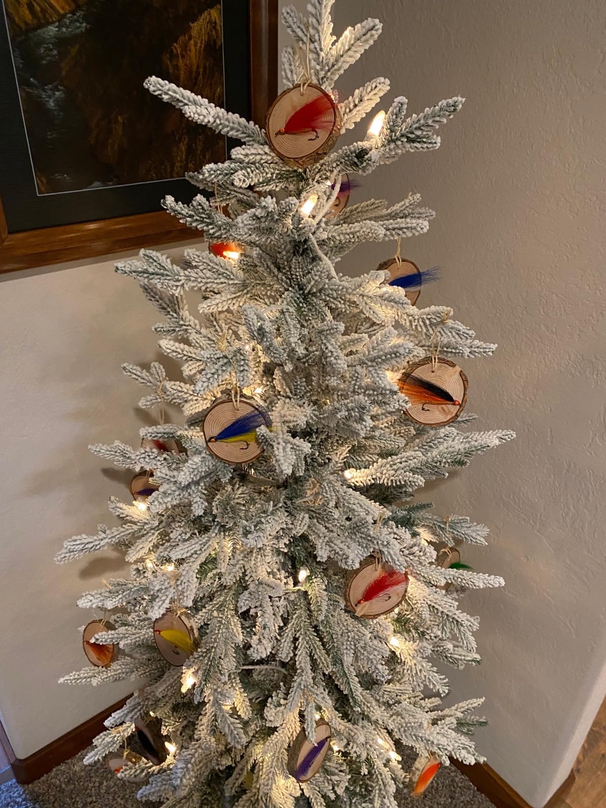 Puleo International 6ft Pre-Lit Potted Flocked Pencil Christmas Tree customer photo 1