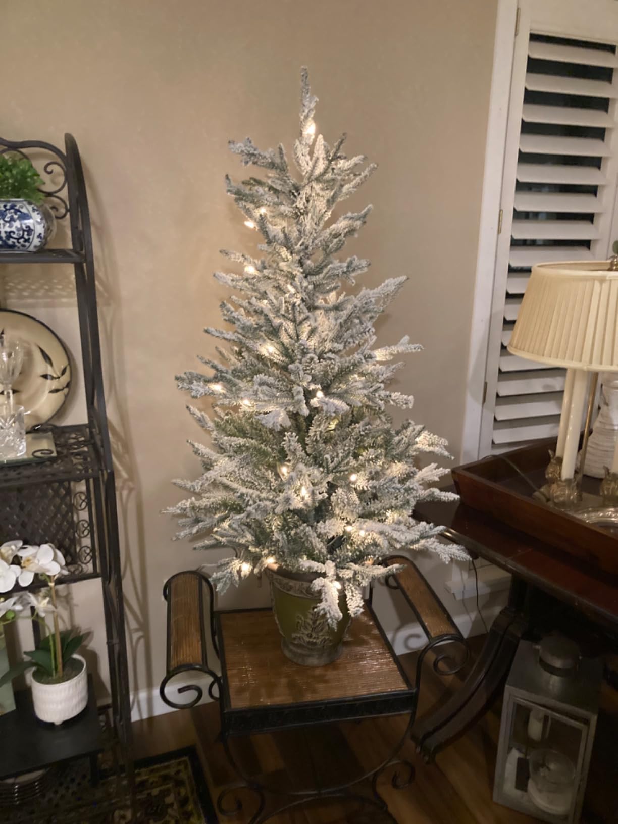 Puleo International 6ft Pre-Lit Potted Flocked Pencil Christmas Tree customer photo 2