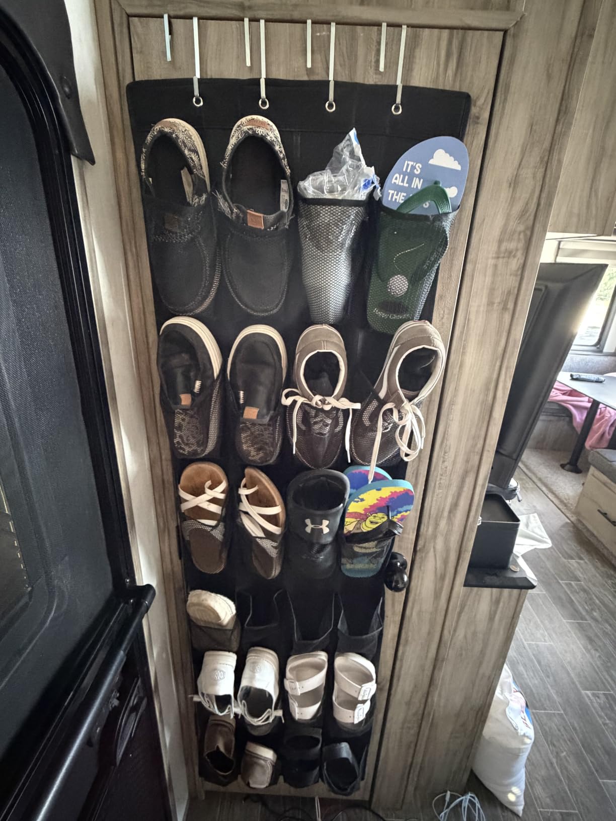 GORILLA GRIP Over the Door Shoe Organizer, 24 Large Pockets, Black customer photo 1