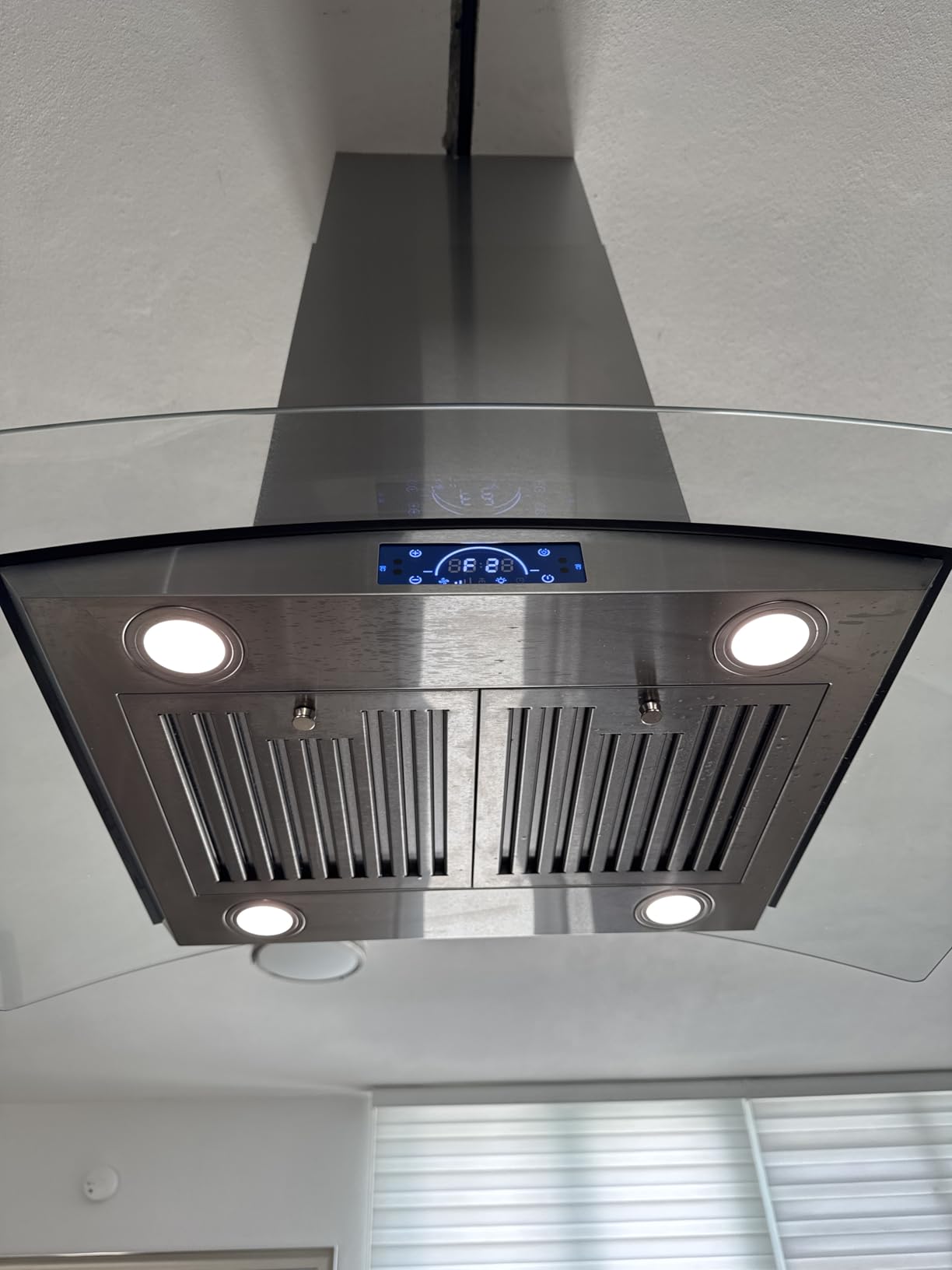 FIREGAS Island Range Hood 30 inch, 700 CFM Ceiling Mount Kitchen Vent Hood | Stainless Hood, 3-Speed Fan, 4 LEDs, Timer, Gesture/Remote/Touch, Ducted/Ductless, Permanent Filters, Duct & Charcoal Filters customer photo 1