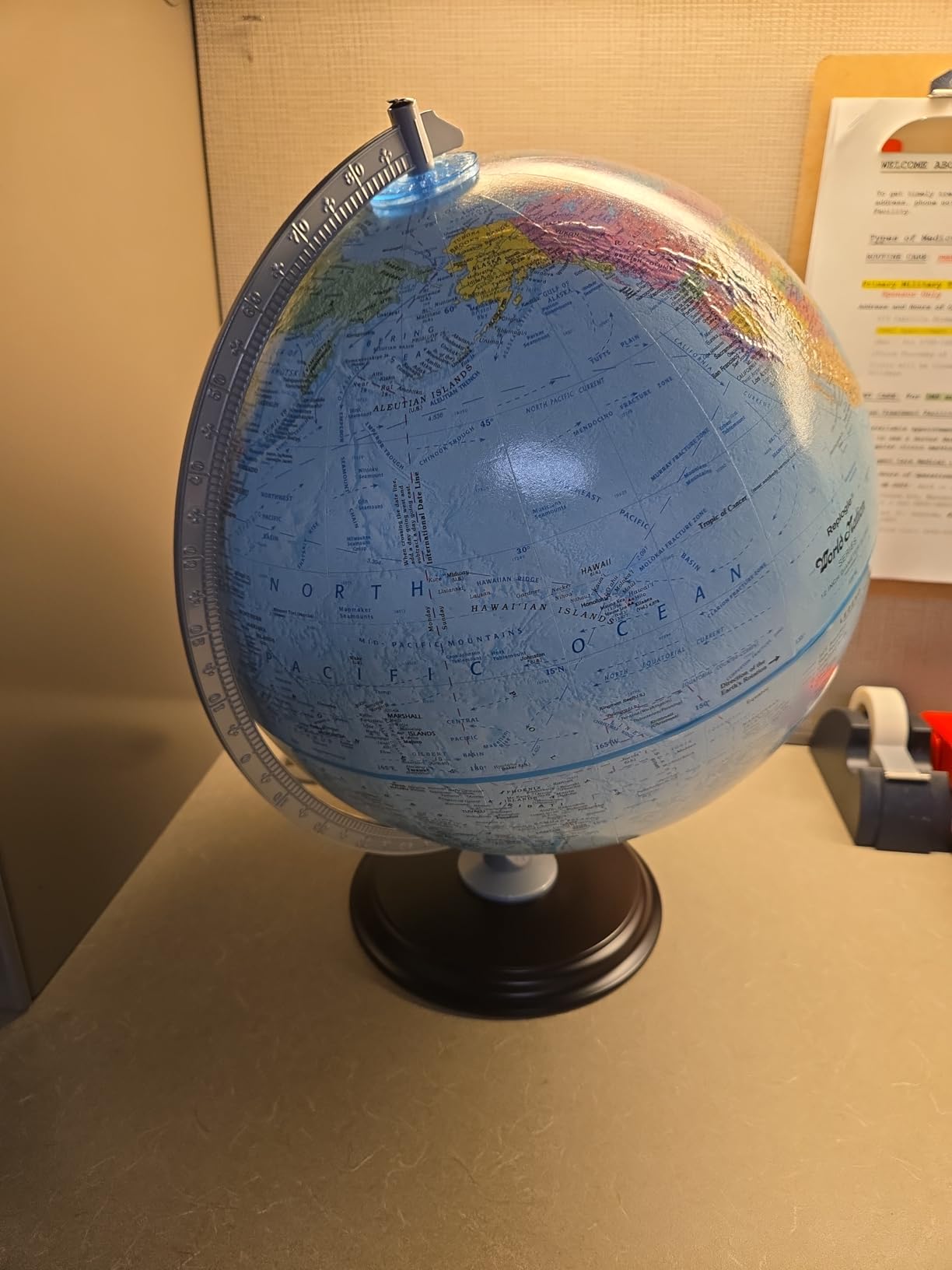 Replogle Student - Educational Classic World globe, Blue Ocean, Raised Relief feature, including a bonus map, made in USA, 12