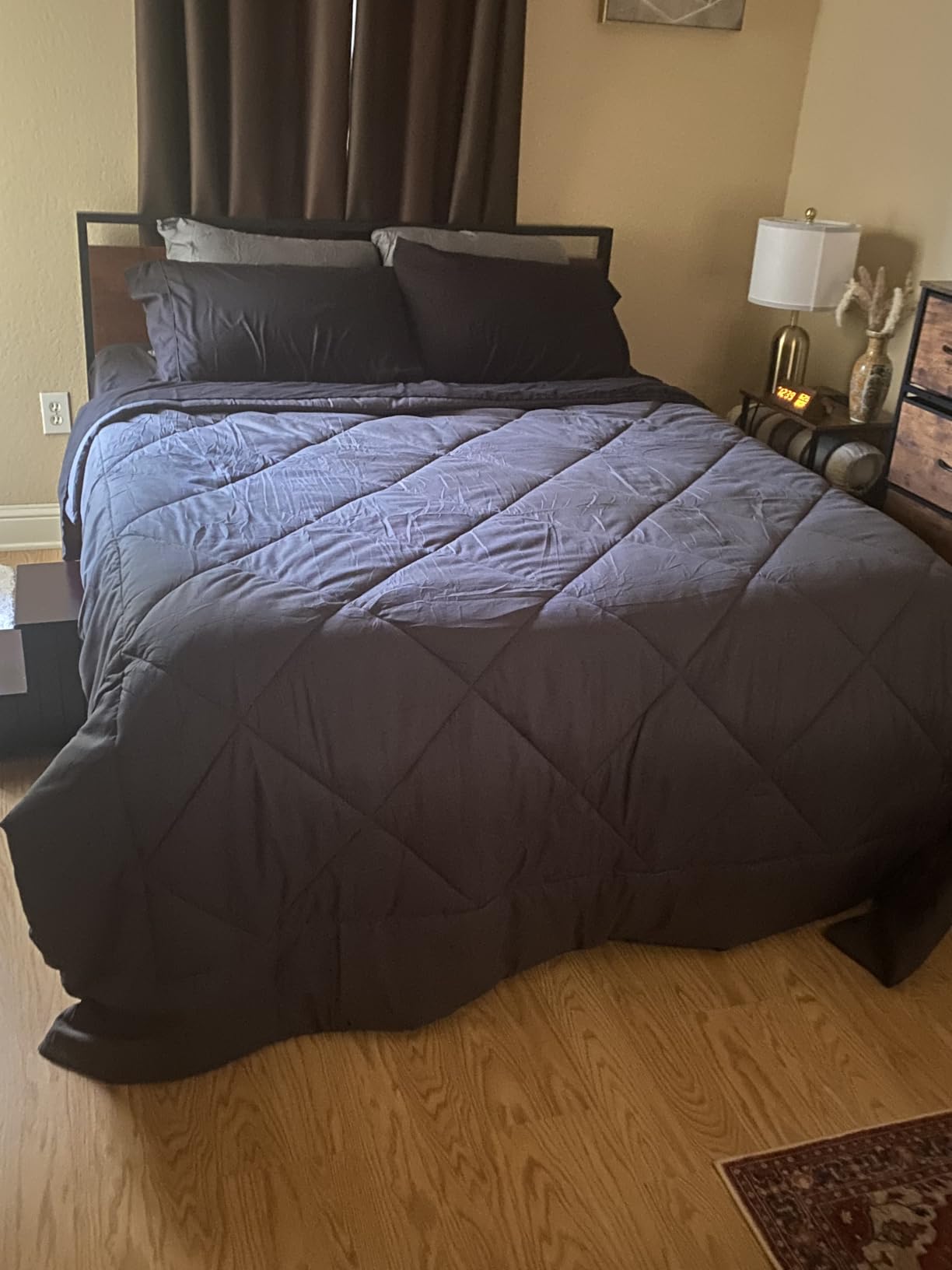 CozyLux Queen Comforter Set with Sheets Dark Grey - 7 Pieces Bed in a Bag customer photo 1
