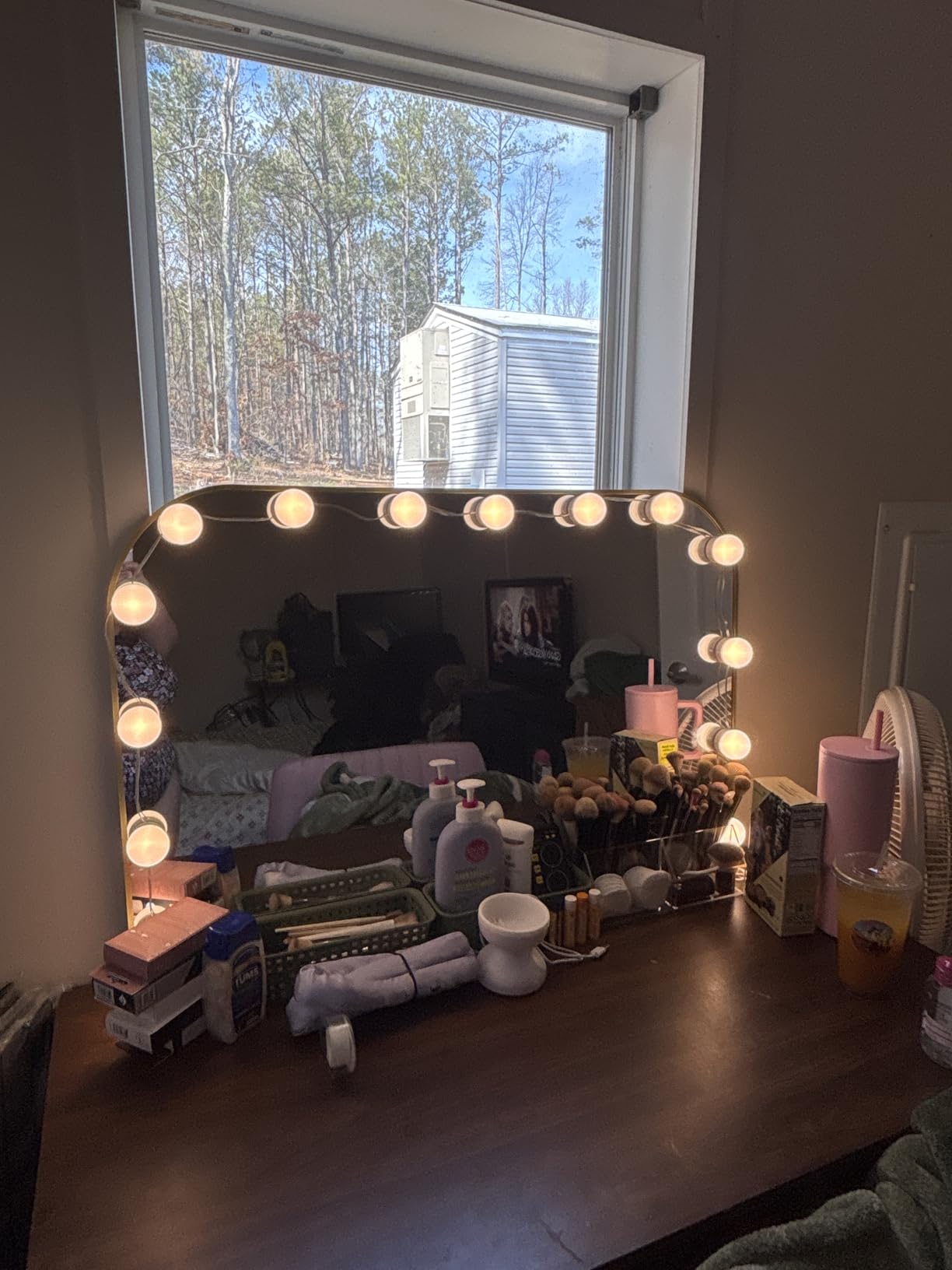 LED Vanity Mirror Lights, Hollywood Style, 14 Bulbs Makeup Light | Stick On for Dresser Mirror, 3 Color Lighting & Dimmable, Bright, No Drill, USB 5V, Power Off Memory, High CRI Shadow-Free customer photo 1