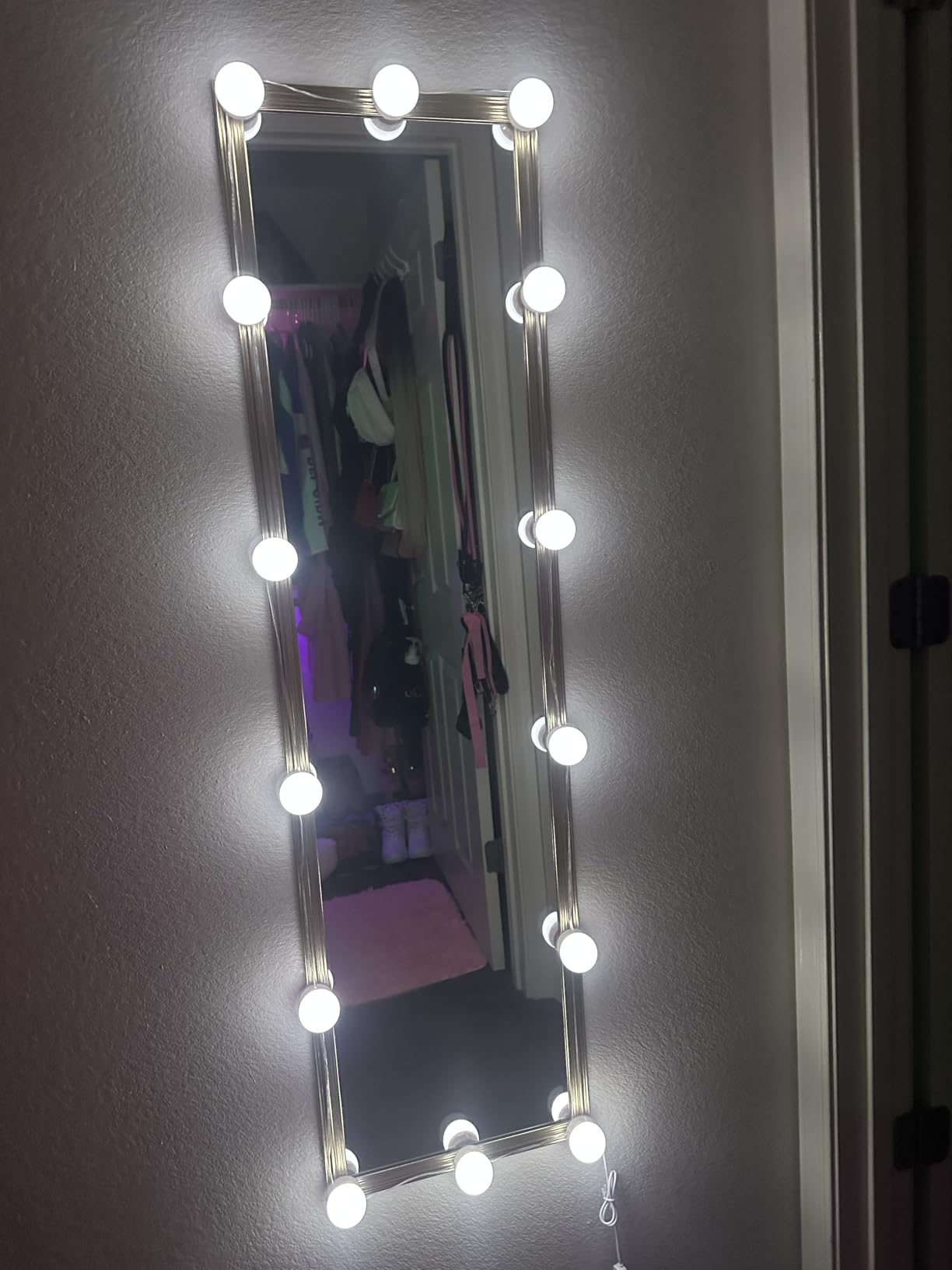 LED Vanity Mirror Lights, Hollywood Style, 14 Bulbs Makeup Light | Stick On for Dresser Mirror, 3 Color Lighting & Dimmable, Bright, No Drill, USB 5V, Power Off Memory, High CRI Shadow-Free customer photo 2