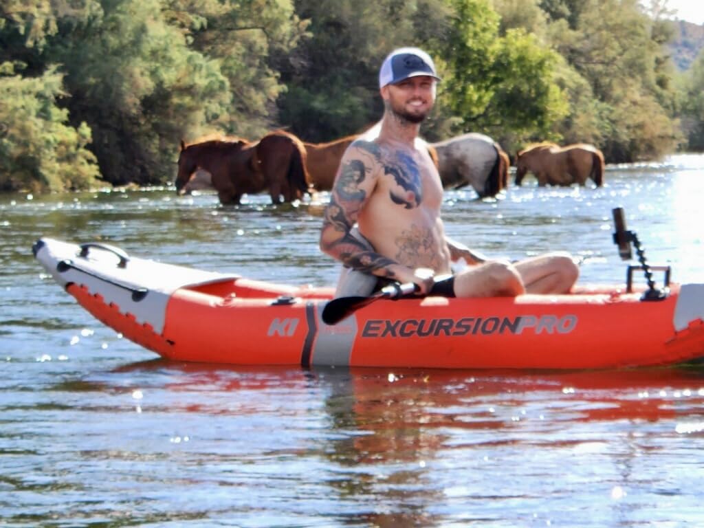 INTEX 68303EP Excursion Pro K1 Inflatable Kayak Set: Includes Deluxe 86in Kayak Paddles and High-Output Pump – SuperTough PVC – Adjustable Bucket Seat – 1-Person – 220lb Weight Capacity customer photo 1