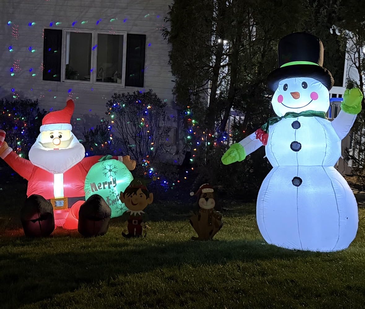 7 FT Christmas Inflatables Snowman Outdoor Yard Decorations, Christmas Blow up Snow Man with LED Lights & Black Hat, Winter Outside Decor for Holiday Party Patio Garden Lawn, Xmas New Year Kids Gifts customer photo 1