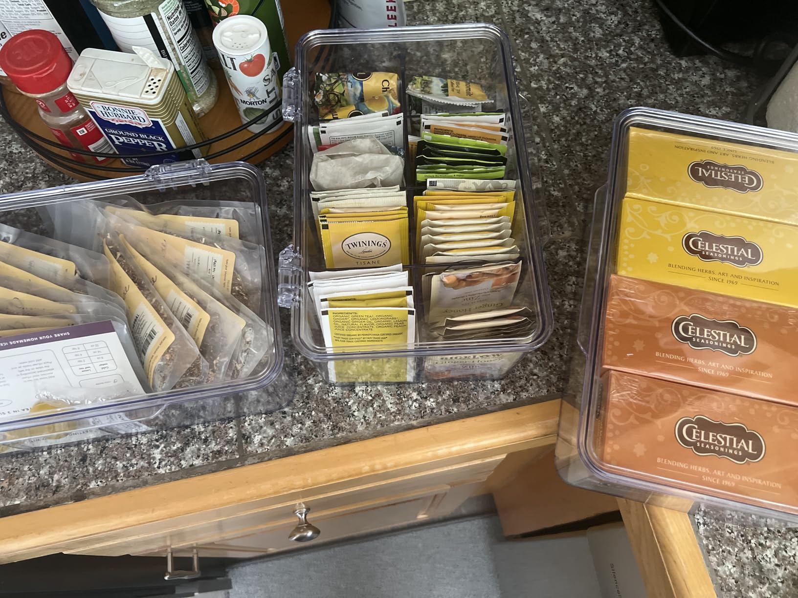 Utopia Home Tea Bag Organizer with Lids, Stackable Tea Box, 3 Pack, Clear customer photo 1