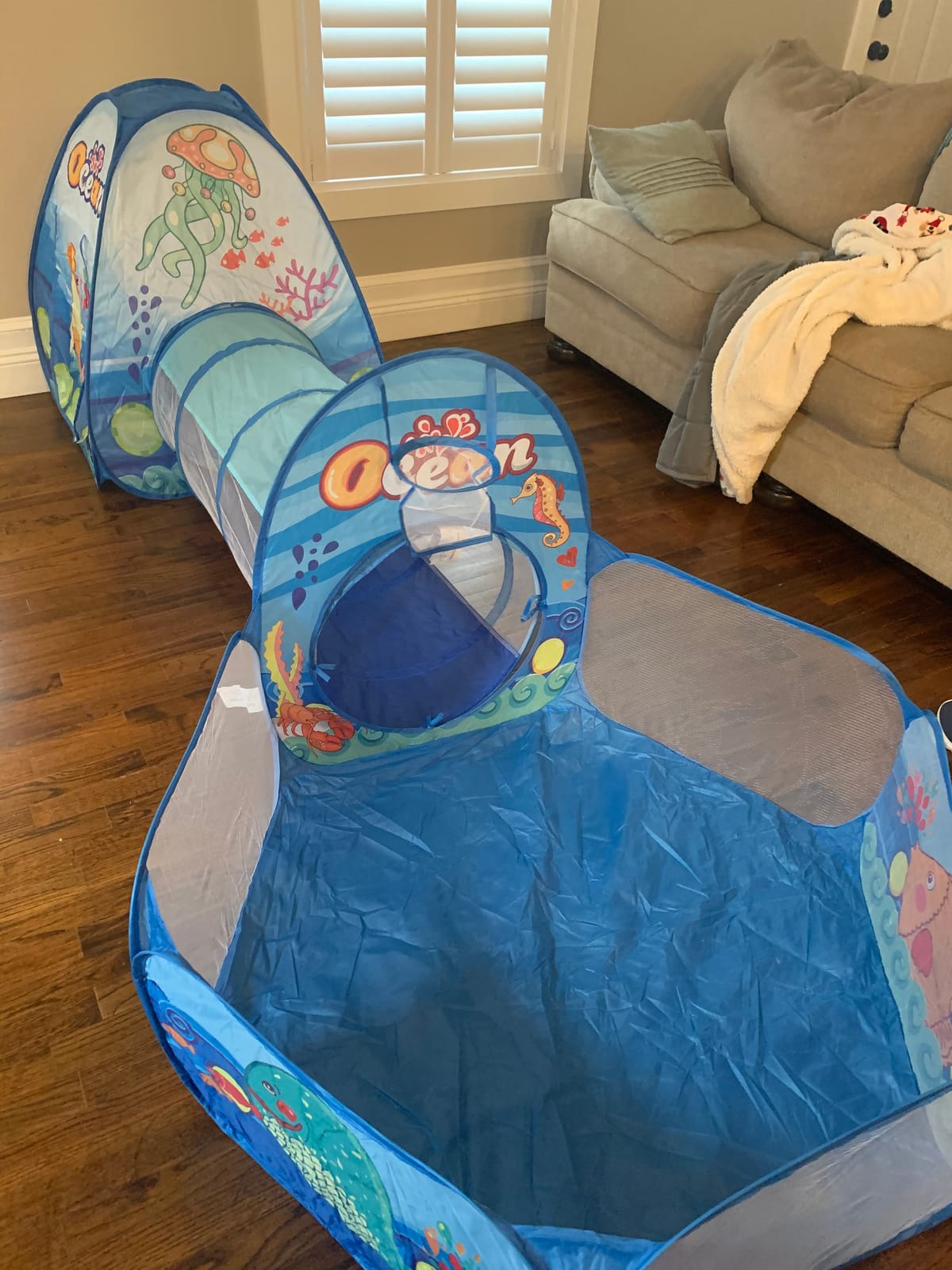 PigPigPen 3 in 1 Kids Play Tent with Tunnel, Ball Pit, Basketball Hoop for Boys & Girls, Toddler Pop Up Playhouse Toy Baby Indoor/Outdoor, Gift Year Old Child (3 Tent) customer photo 1