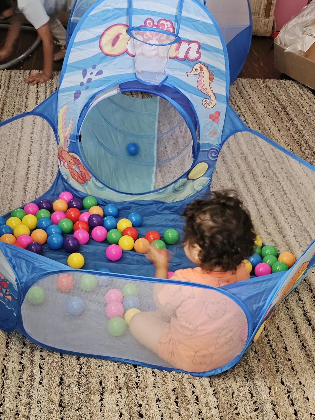 PigPigPen 3 in 1 Kids Play Tent with Tunnel, Ball Pit, Basketball Hoop for Boys & Girls, Toddler Pop Up Playhouse Toy Baby Indoor/Outdoor, Gift Year Old Child (3 Tent) customer photo 2