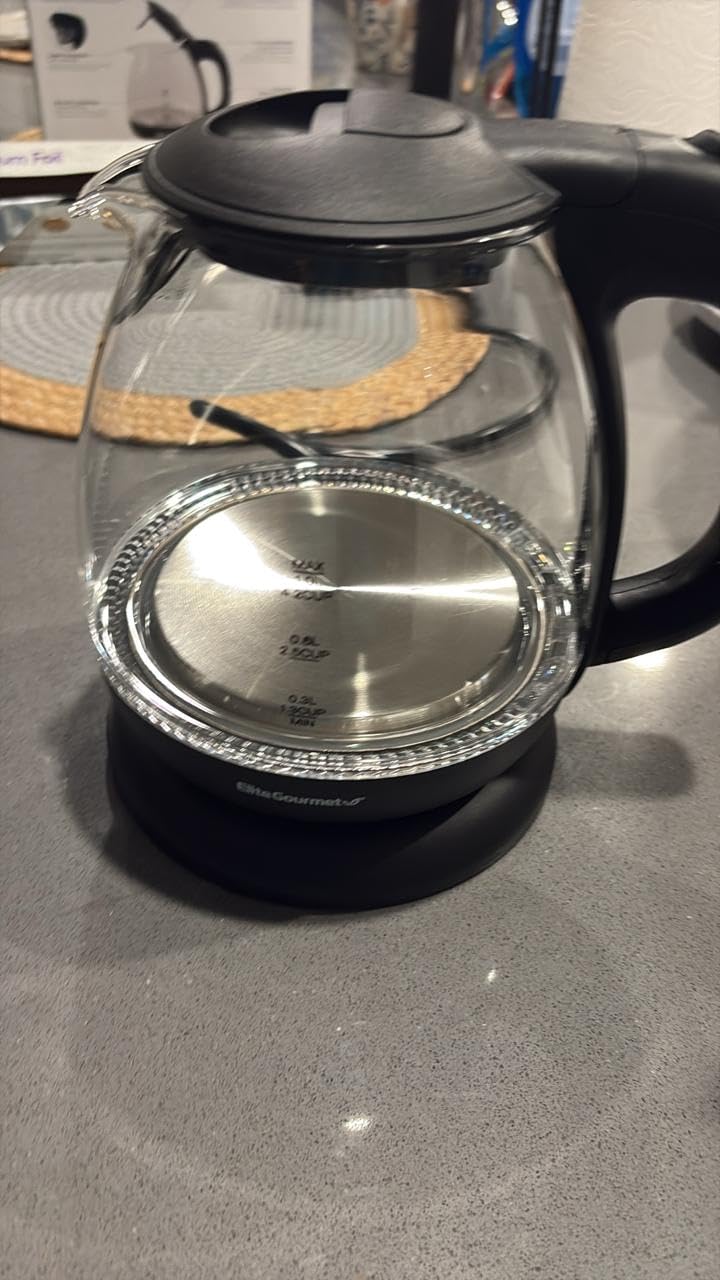 Elite Gourmet EKT1001 1.0L Glass Kettle, 1100W, Cordless Base, Black customer photo 1
