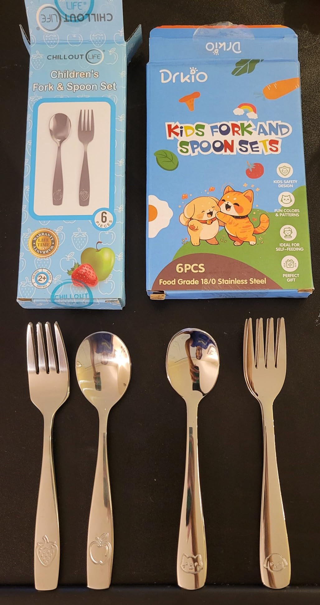 CHILLOUT LIFE Stainless Steel Kids Silverware Set 6 Pieces - Child and Toddler Safe Flatware - Kids Utensil Set - Metal Kids Cutlery Set (Includes 3 Small Kids Spoons & Kids 3 Forks) customer photo 1