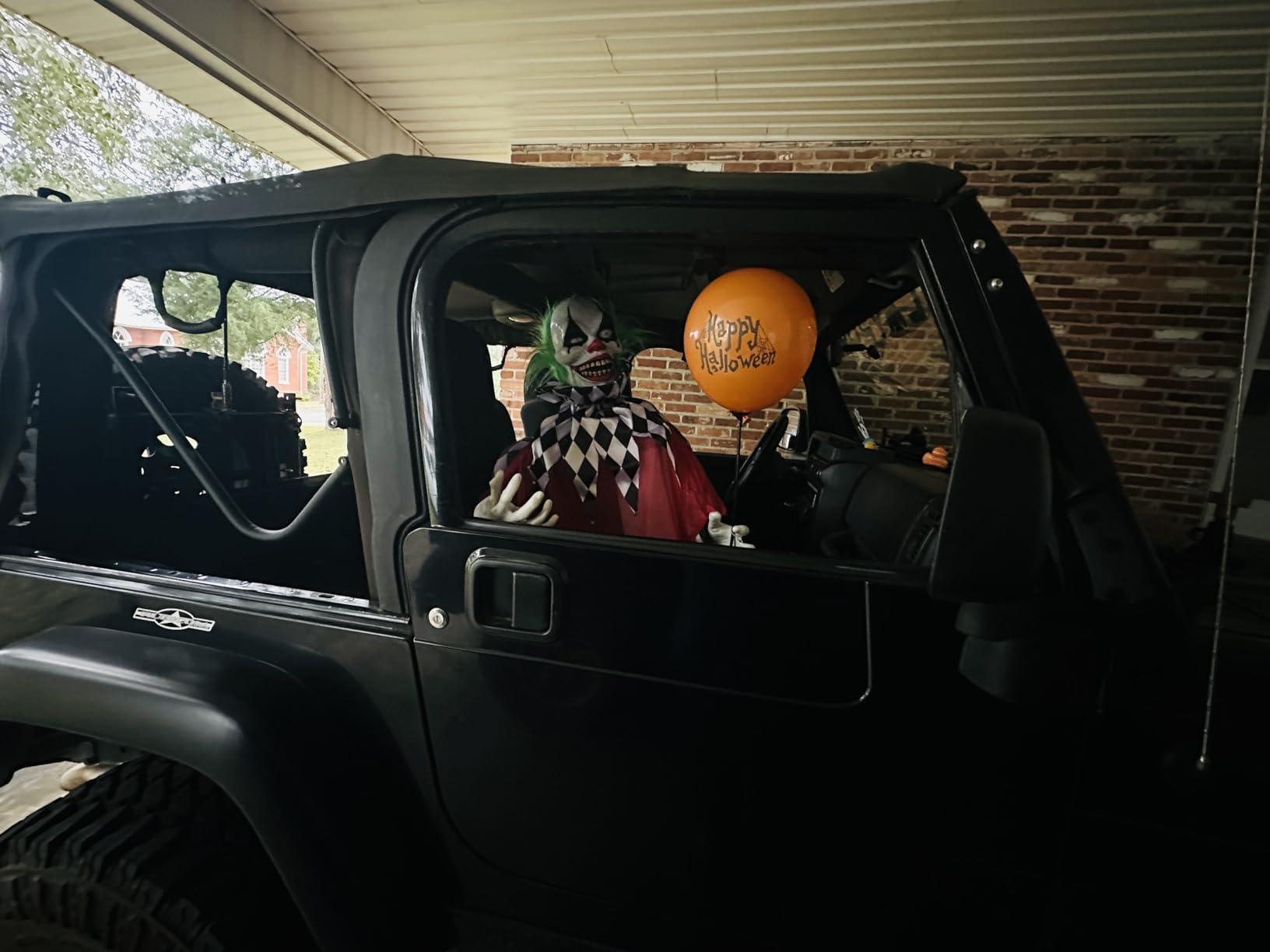 Haunted Hill Farm Life-Size Scary Talking Clown, Halloween Animatronic with Motion and Touch Activated Lights and Sounds, Battery Operated Indoor or Covered Outdoor Halloween Decorations customer photo 2
