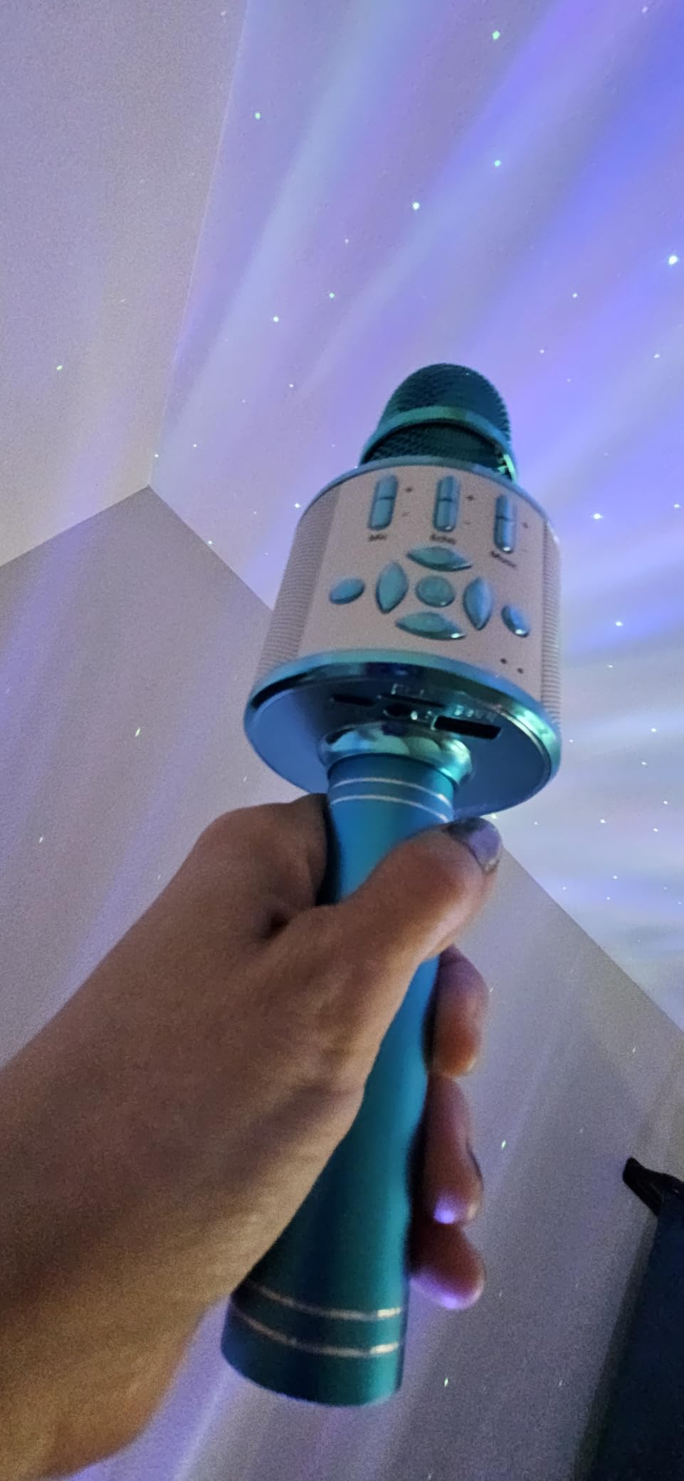 Amazmic Kids Karaoke Microphone Machine Toys for Girls Bluetooth Microphone with LED Light, Christmas Birthday Gift for Girls Boys 3-12+ Years Old (Blue) customer photo 1