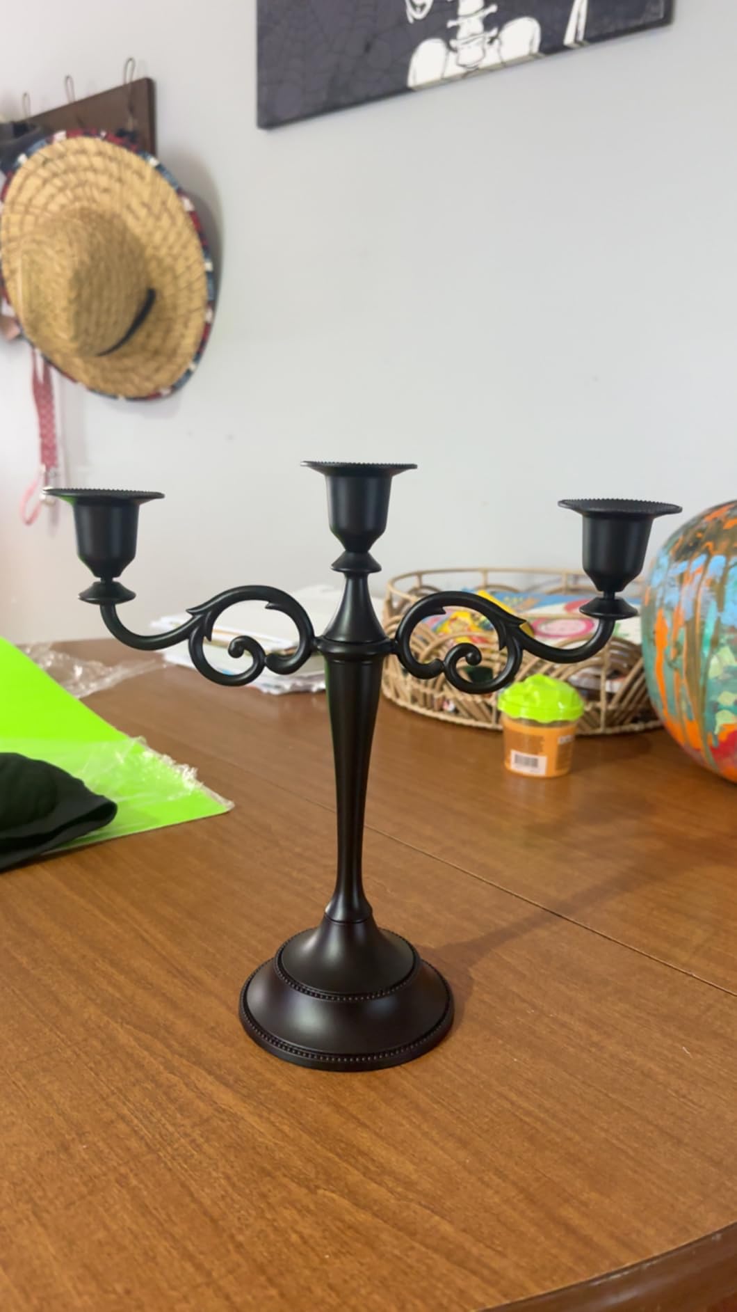 5-Arm Black Metal Candelabra Halloween Taper Holder Decor customer photo 1