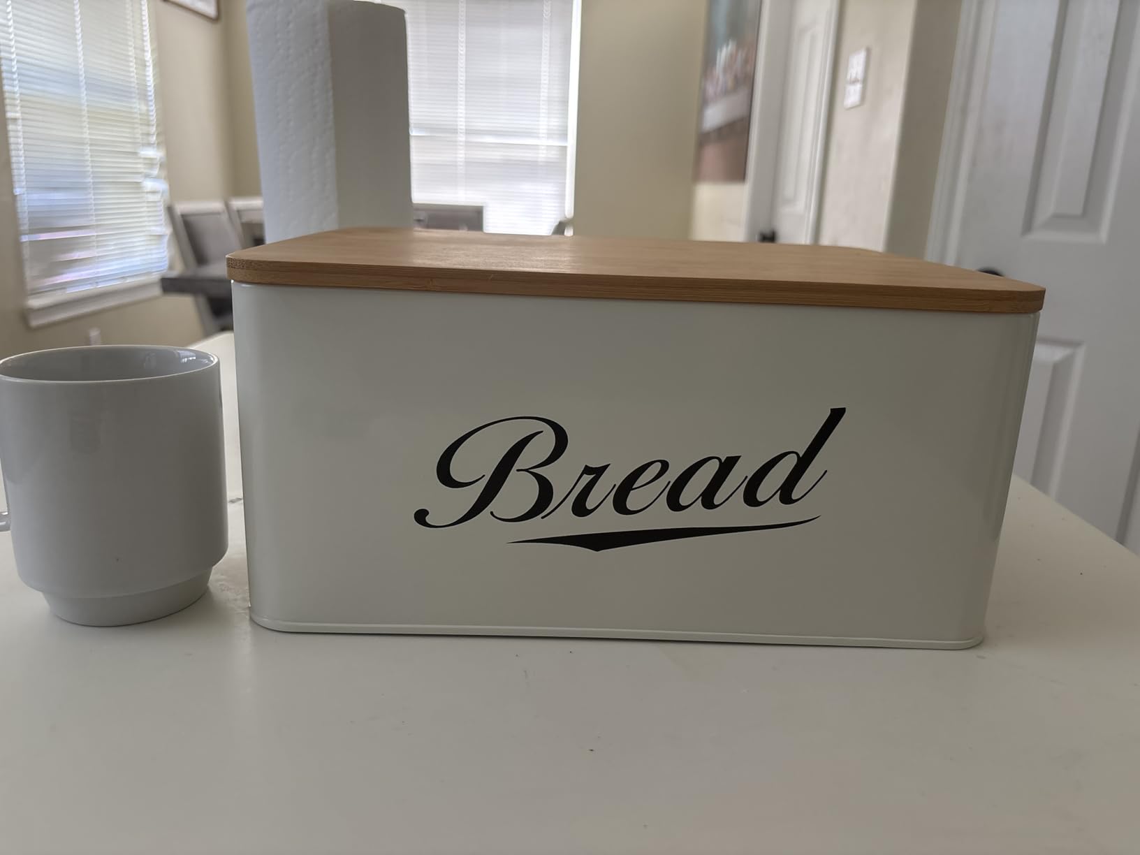 Modern Metal Bread Box with Bamboo Cutting Board Lid customer photo 2