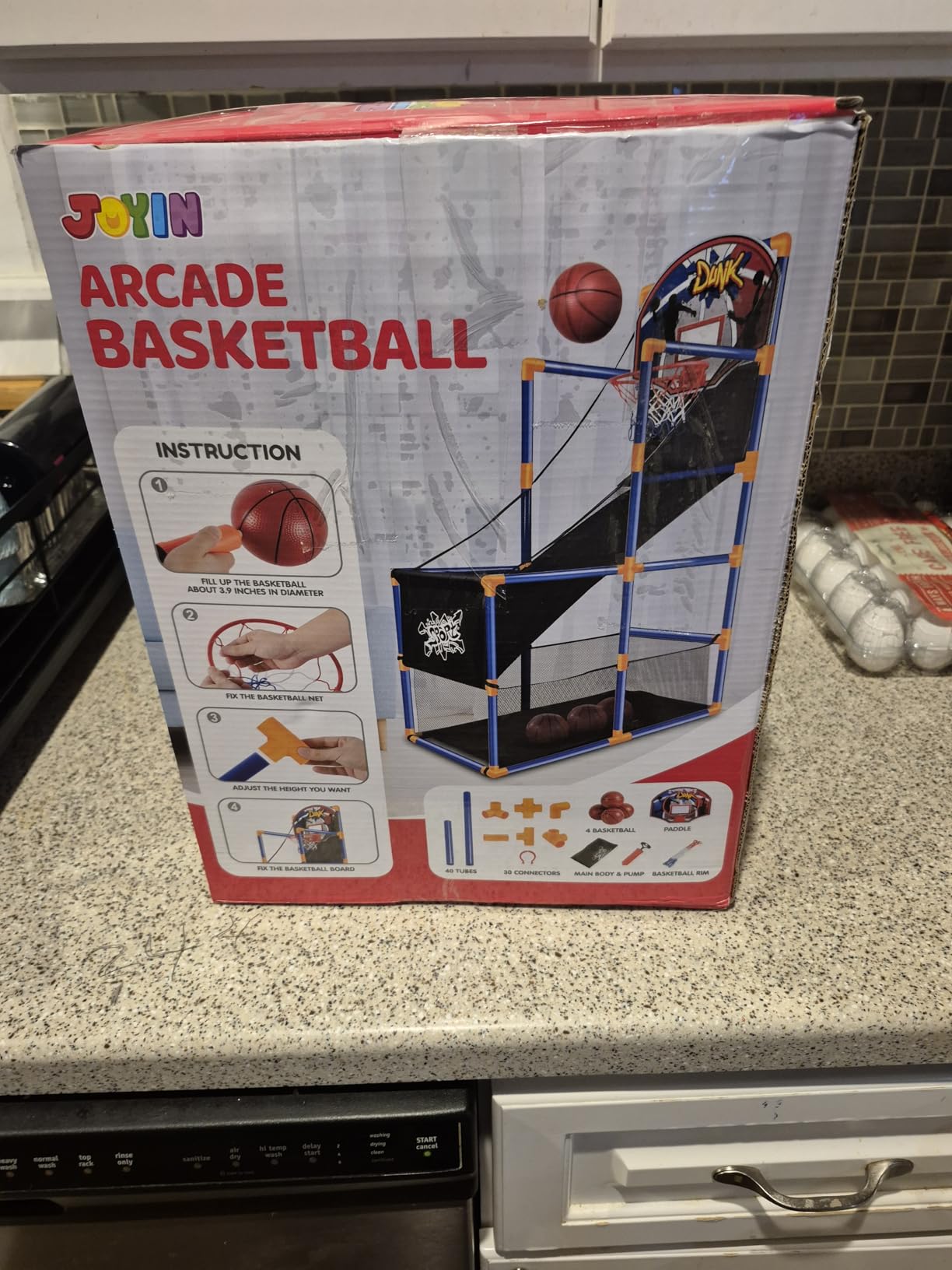 JOYIN Arcade Basketball Game Set with 4 Balls and Hoop for Kids 3+ Years Old Indoor Outdoor Sport Play - Easy Set Up - Air Pump Included - Ideal for Competition customer photo 1