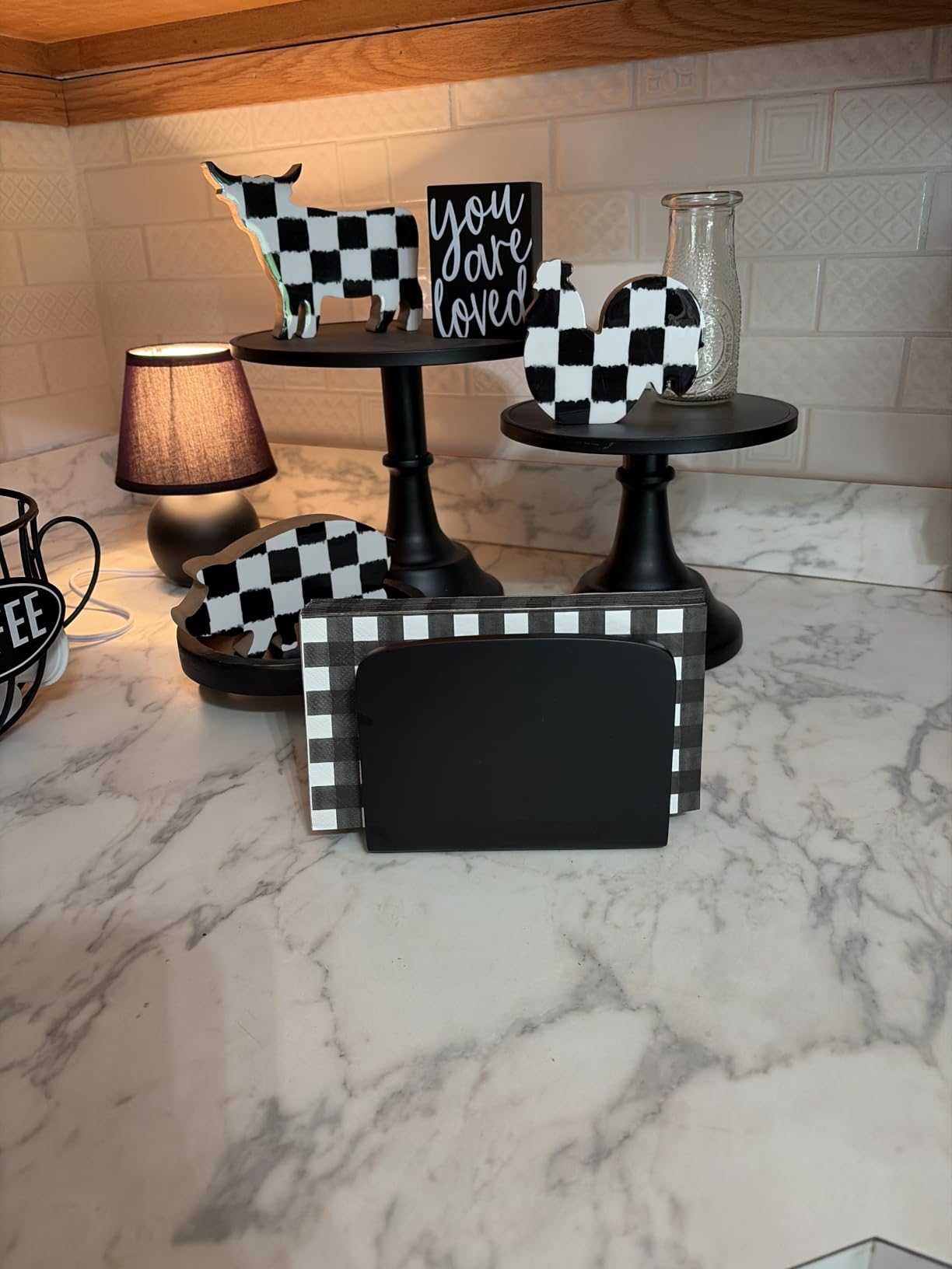 BINO Napkin Holder - Black Marble Napkin Dispenser for Dinner Table - Modern Kitchen Accessory customer photo 2