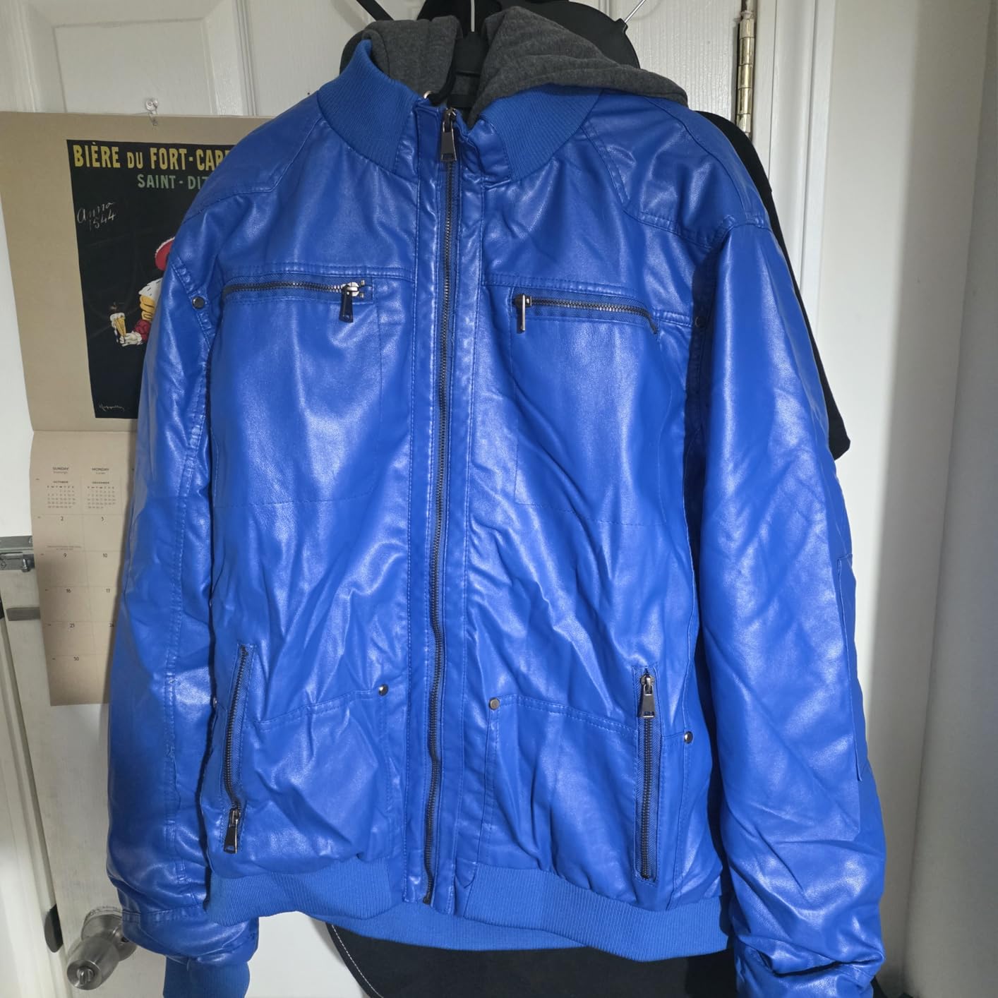 CREATMO US Men's Faux Leather Jacket Motorcycle Jacket Waterproof Windproof PU Moto Vintage Bomber Hoodie with Removable Hood customer photo 1