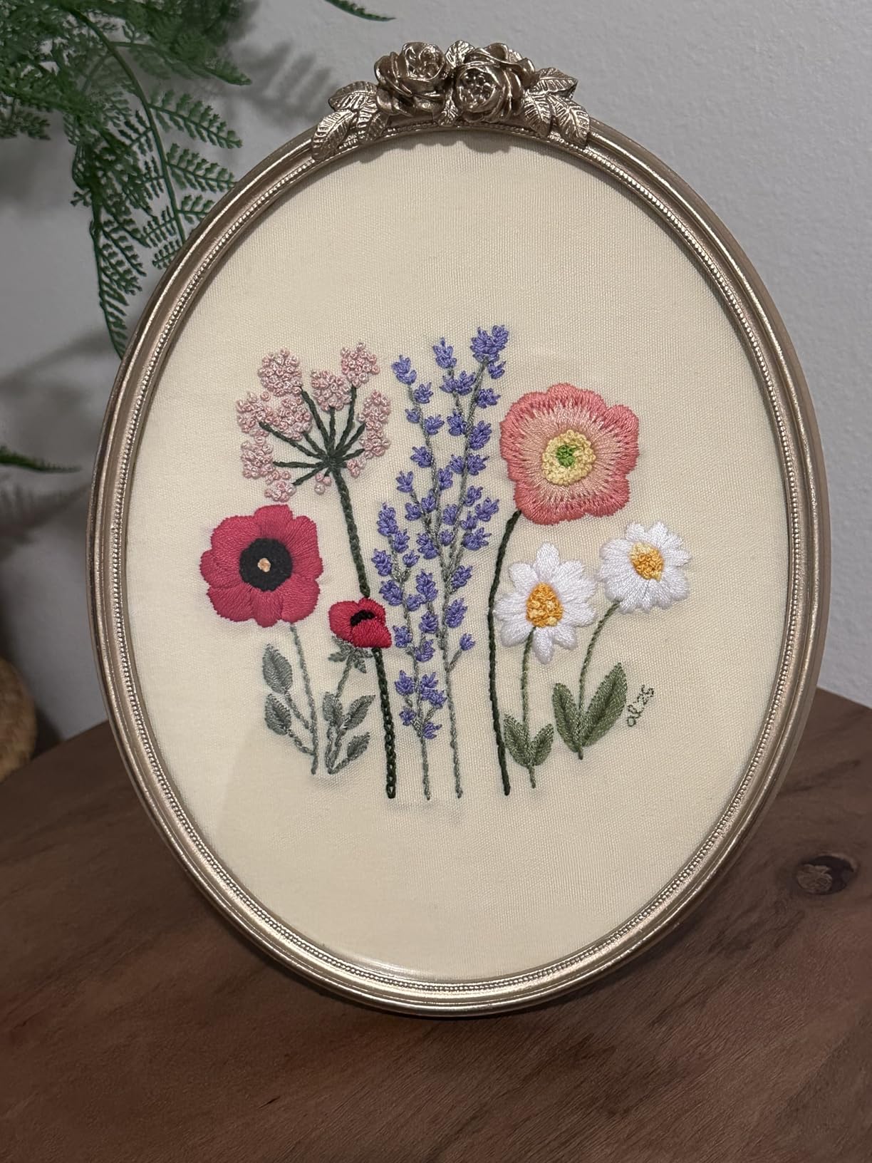 Uphome 3 Pack Embroidery Starter Kit for Beginners Stamped Cross Stitch Kits with Cute Flowers and Plants Patterns with 1 Embroidery Hoop and Color Threads for Adults Kids customer photo 2