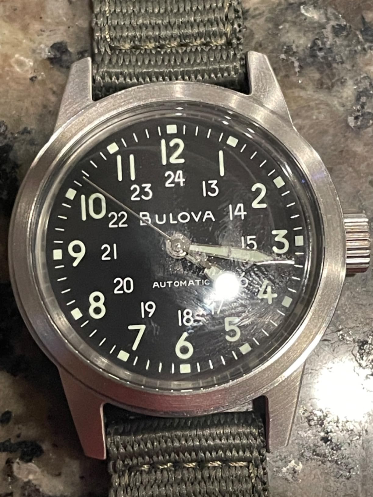 Bulova Men's Military Heritage Hack Veteran's Watchmaking Initiative Watch in Stainless Steel with 3-Hand Automatic, Green NATO Strap Style: 96A259 customer photo 2