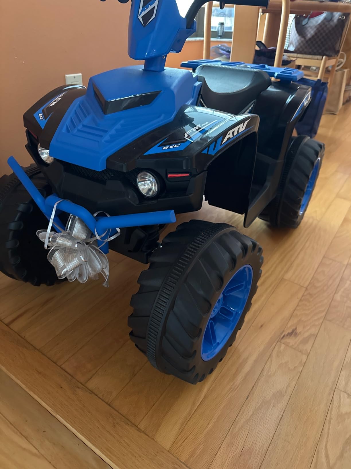 Costzon Kids ATV, 12V Battery Powered Electric Vehicle w/LED Lights, High & Low Speed, Horn, Music, USB, Treaded Tires, Ride on Car 4 Wheeler Quad for Boys & Girls Gift, Ride on ATV (Black) customer photo 1